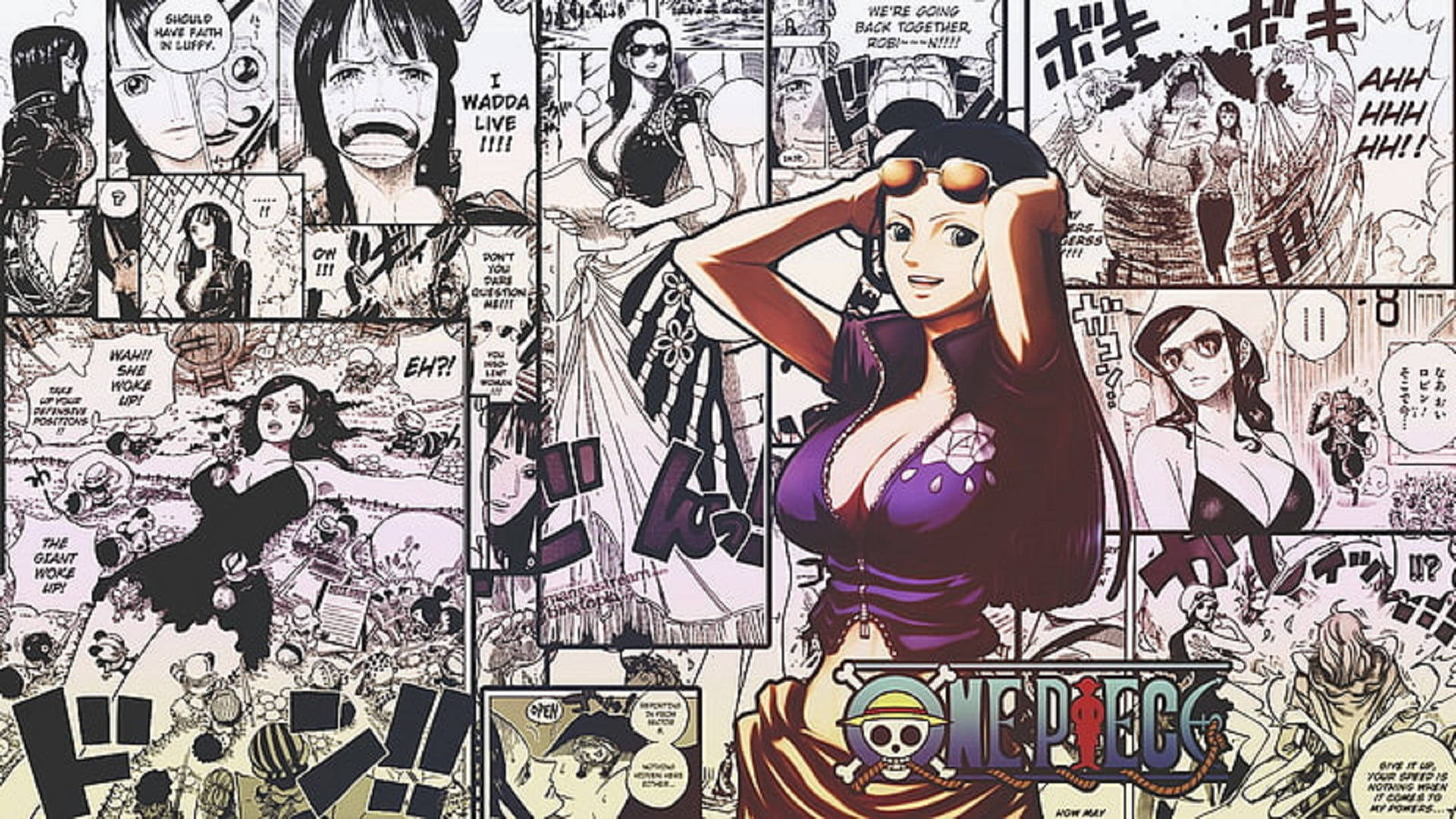 Mchoro wa Nico Robin wa Manga Picha ya Ukuta