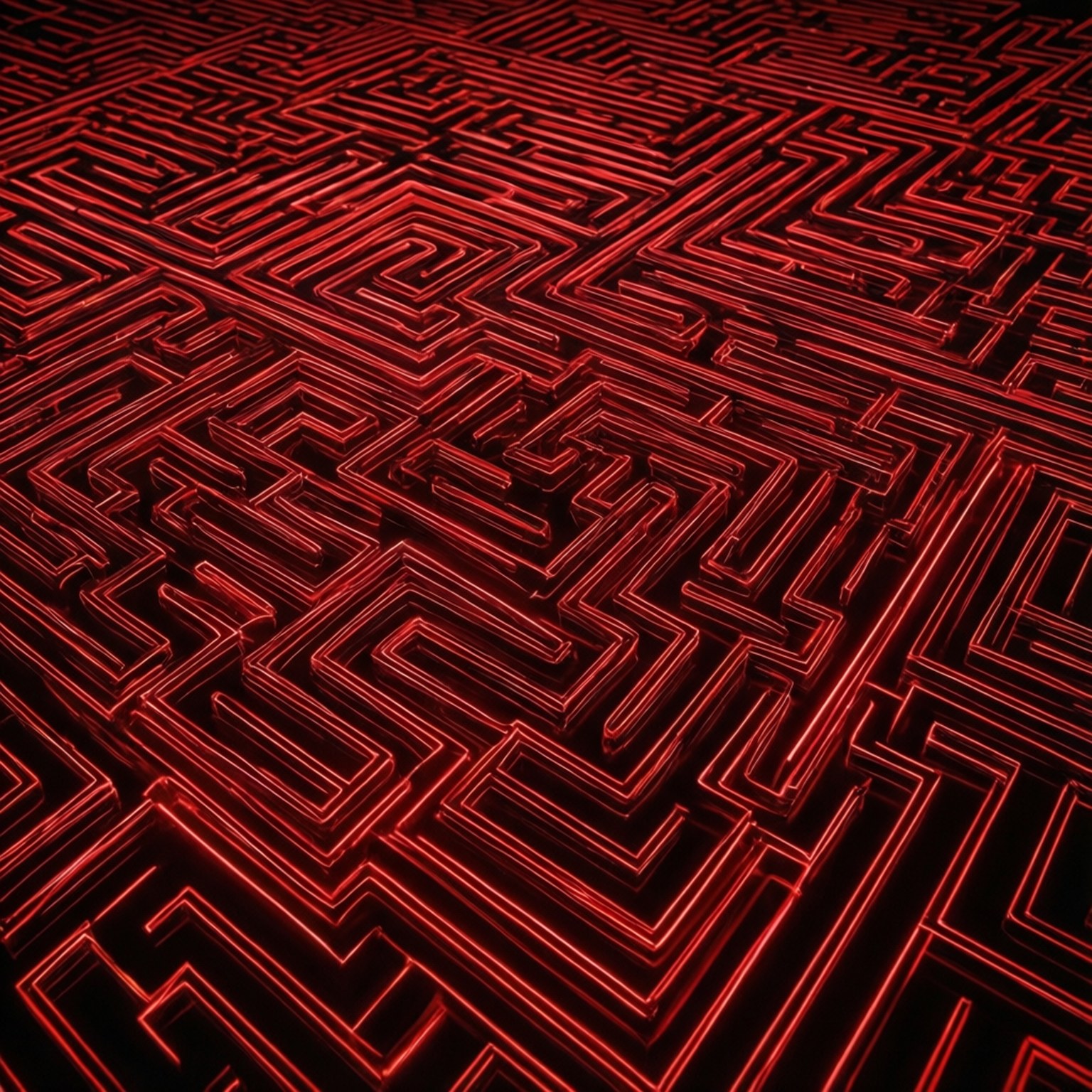 Mchoro wa Nyekundu wa Neon wa Maze Picha ya Ukuta