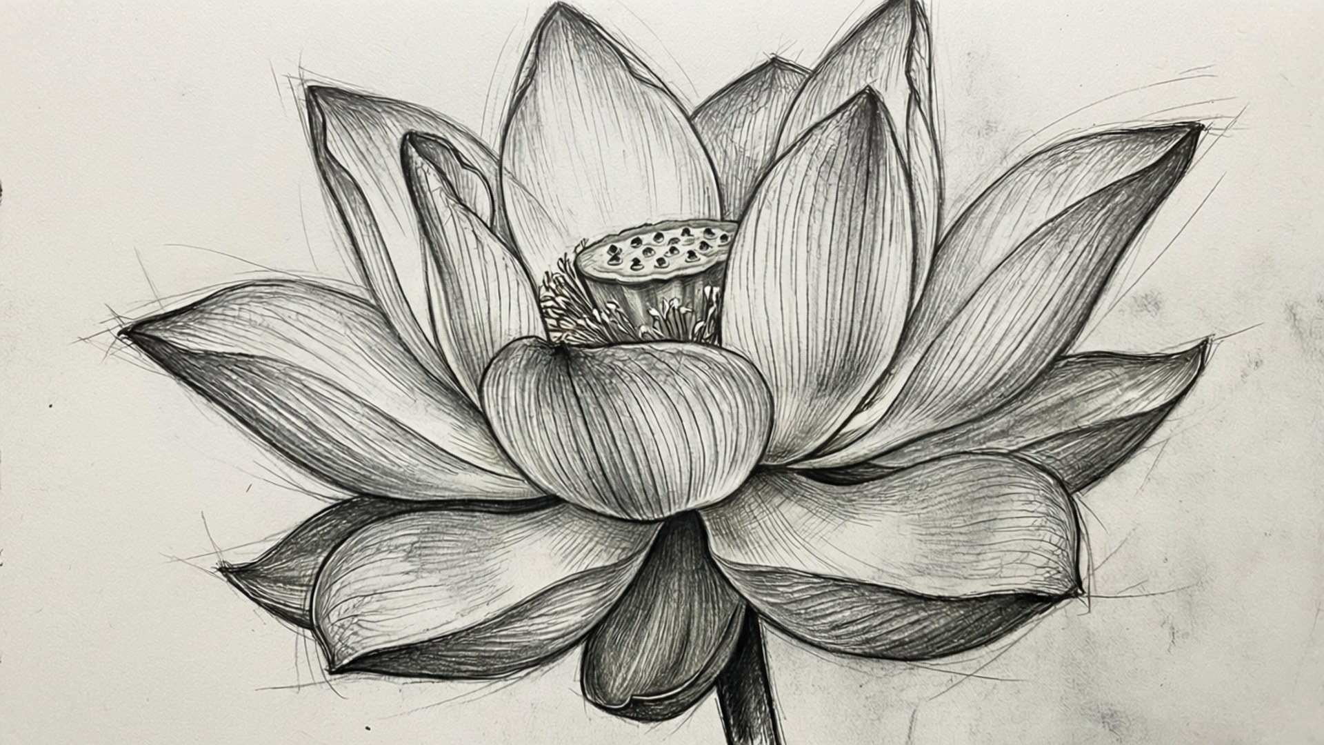 Mchoro wa Penseli wa Lotus Picha ya Ukuta