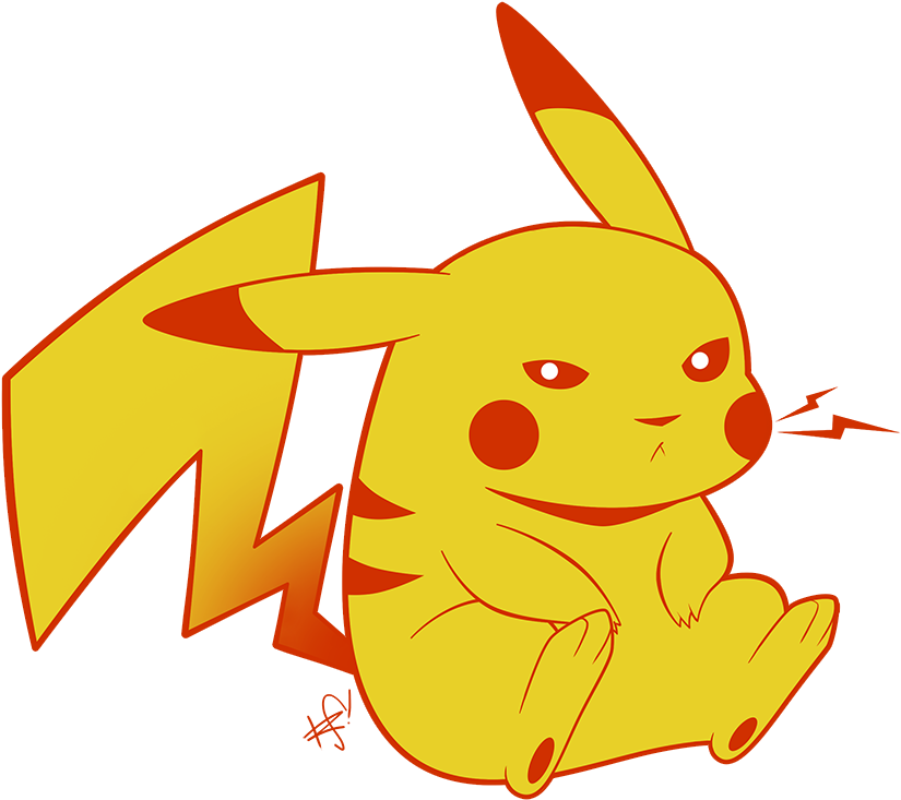 Mchoro wa Pikachu Mwenye Hasira Picha ya Ukuta