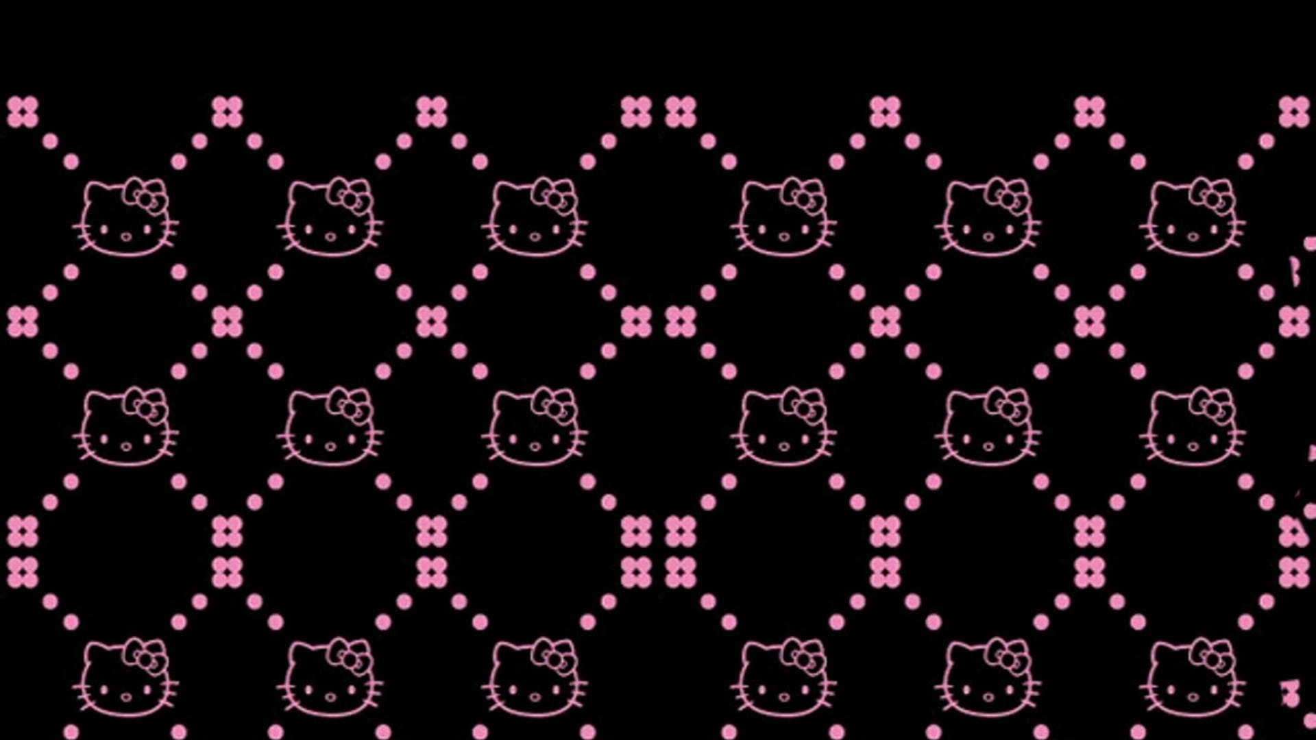 Mchoro wa Pink na Nyeusi wa Hello Kitty Picha ya Ukuta