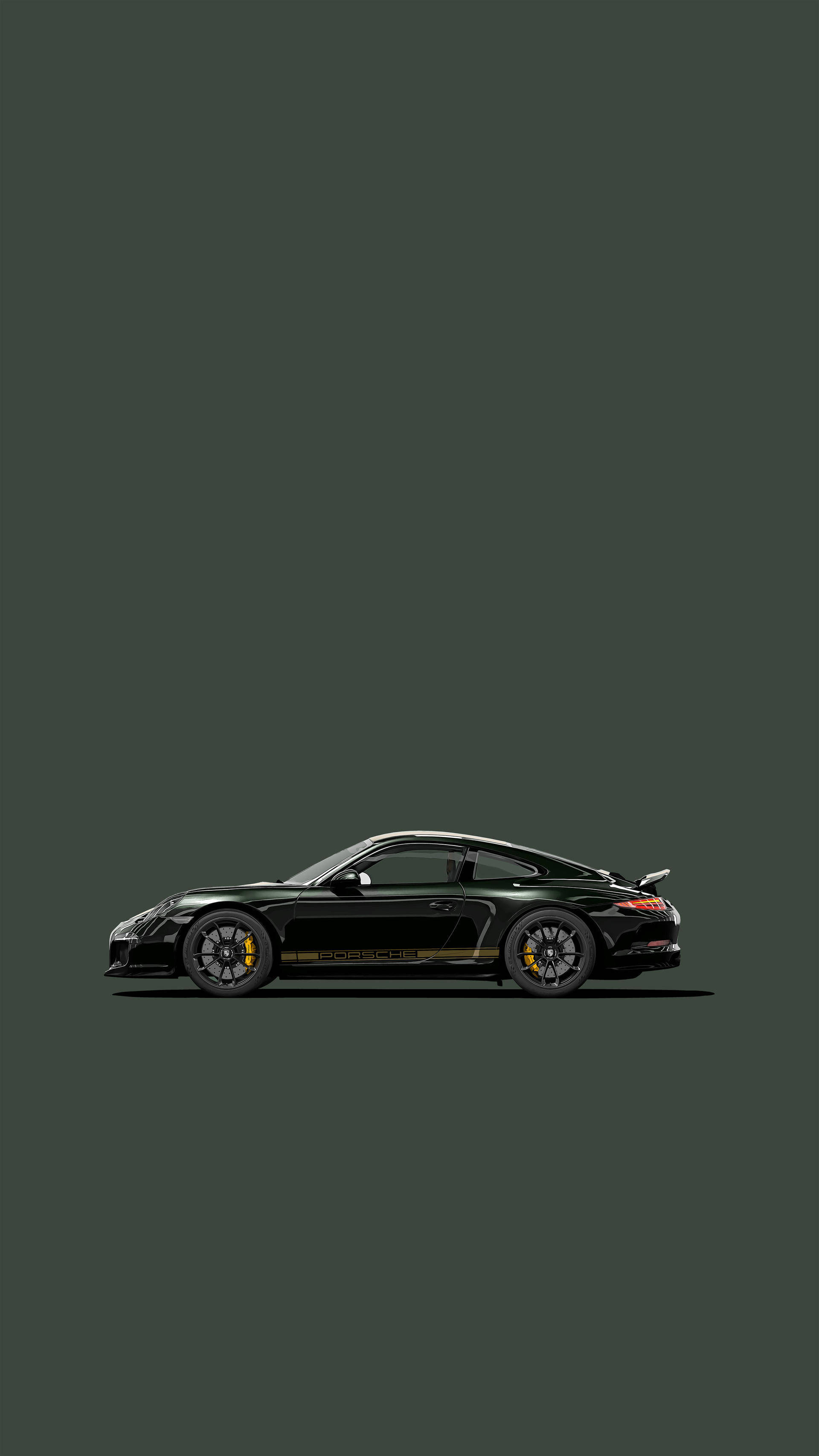 Mchoro wa Porsche 911 ya Kijani Kibichi Picha ya Ukuta