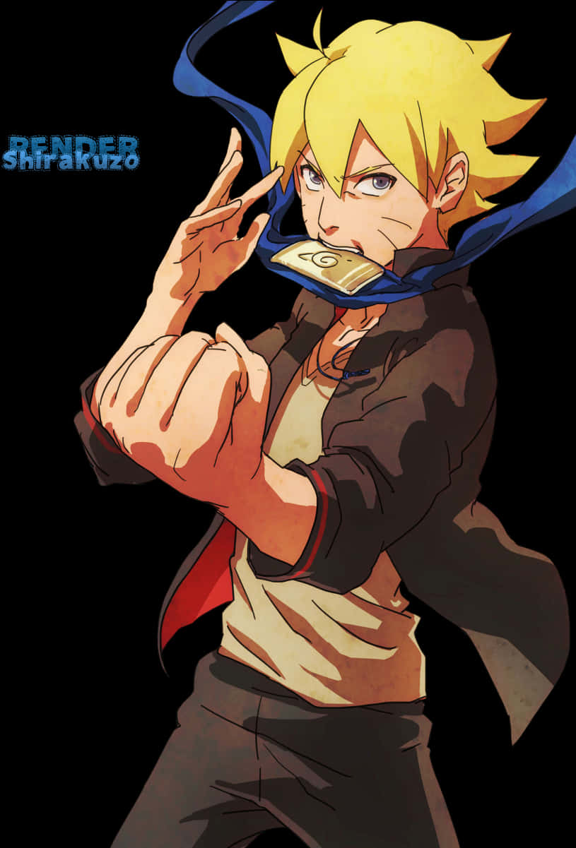 Mchoro wa Sanaa ya Boruto Uzumaki kutoka Anime Picha ya Ukuta