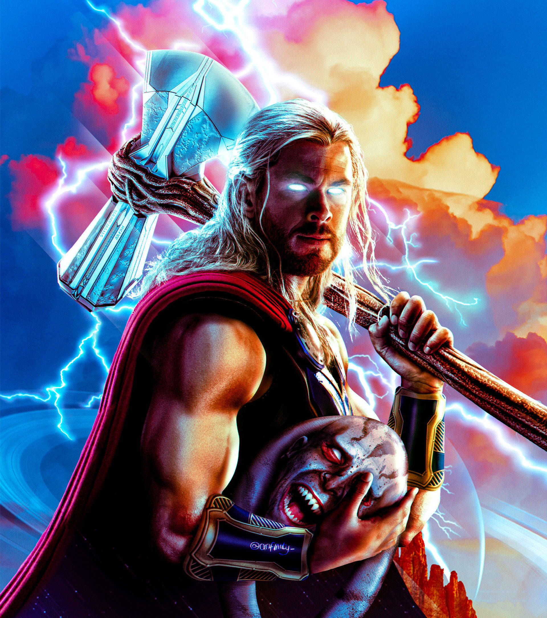 Mchoro wa Shabiki wa Thor Love And Thunder Picha ya Ukuta