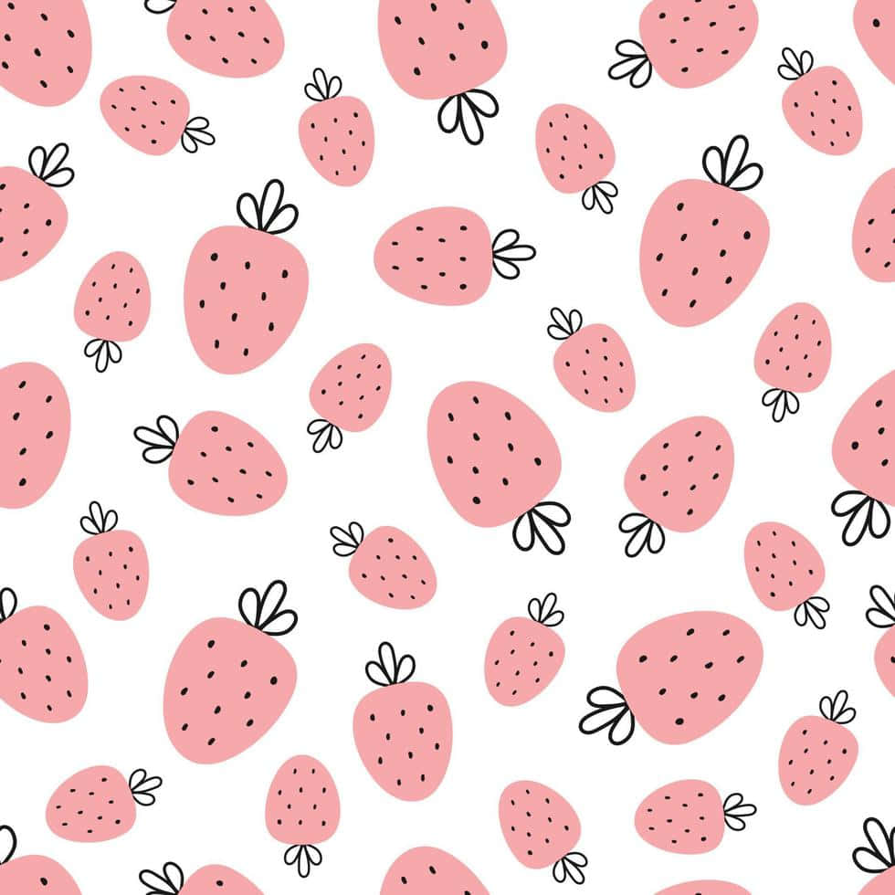 Mchoro wa Strawberry ya Pastel Picha ya Ukuta