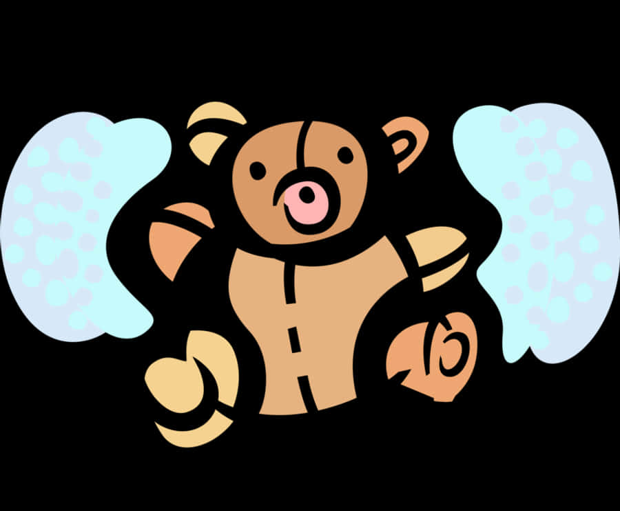 Mchoro wa Teddy Bear wa Malaika Picha ya Ukuta