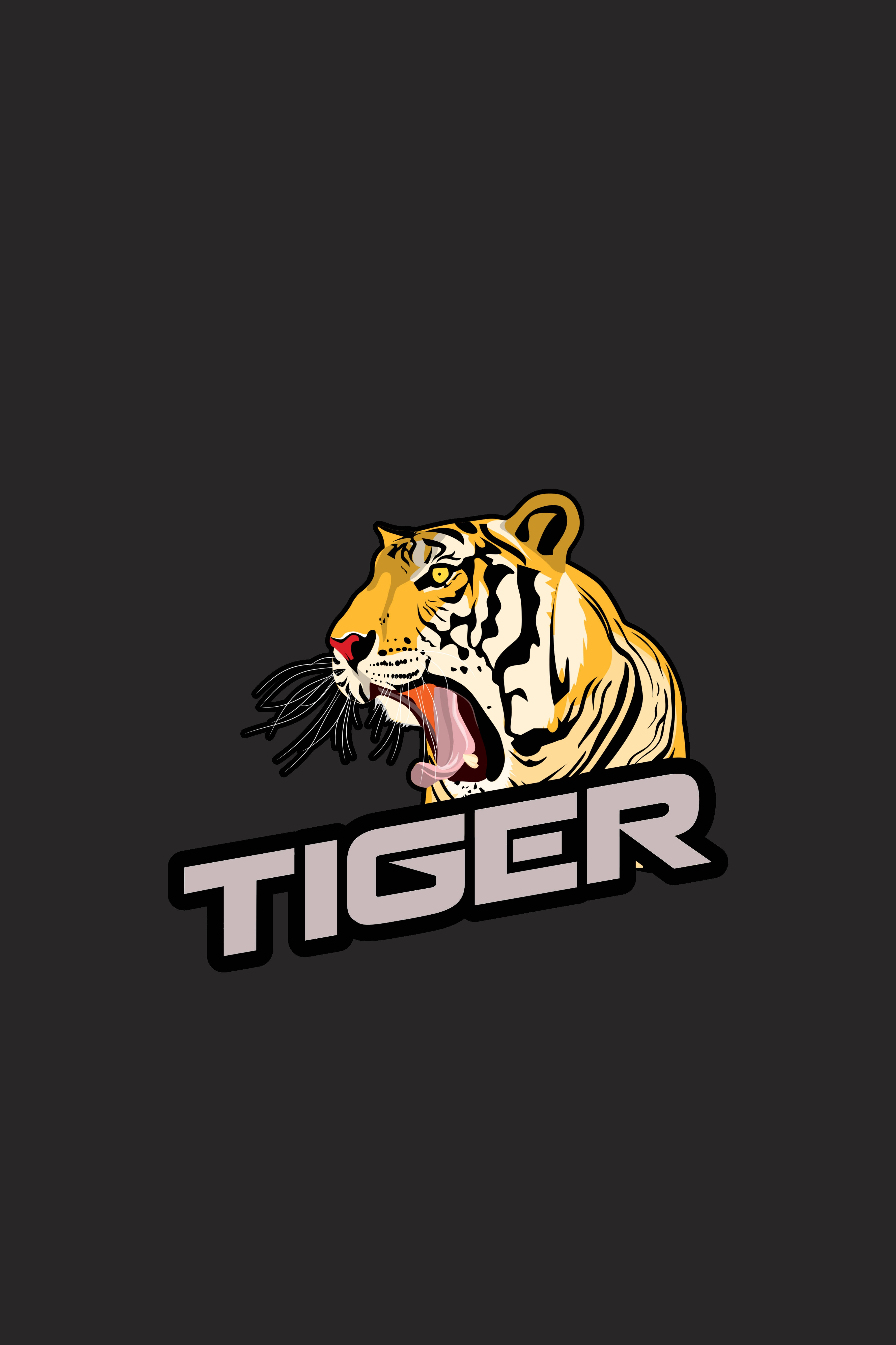 Mchoro wa Tiger Anayenguruma Picha ya Ukuta
