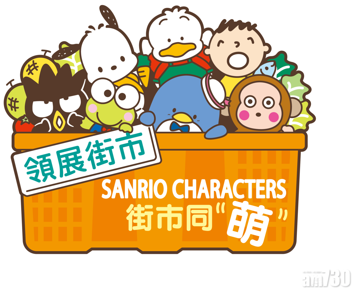 Mchoro wa Wahusika wa Sanrio kwenye Kikapu Picha ya Ukuta