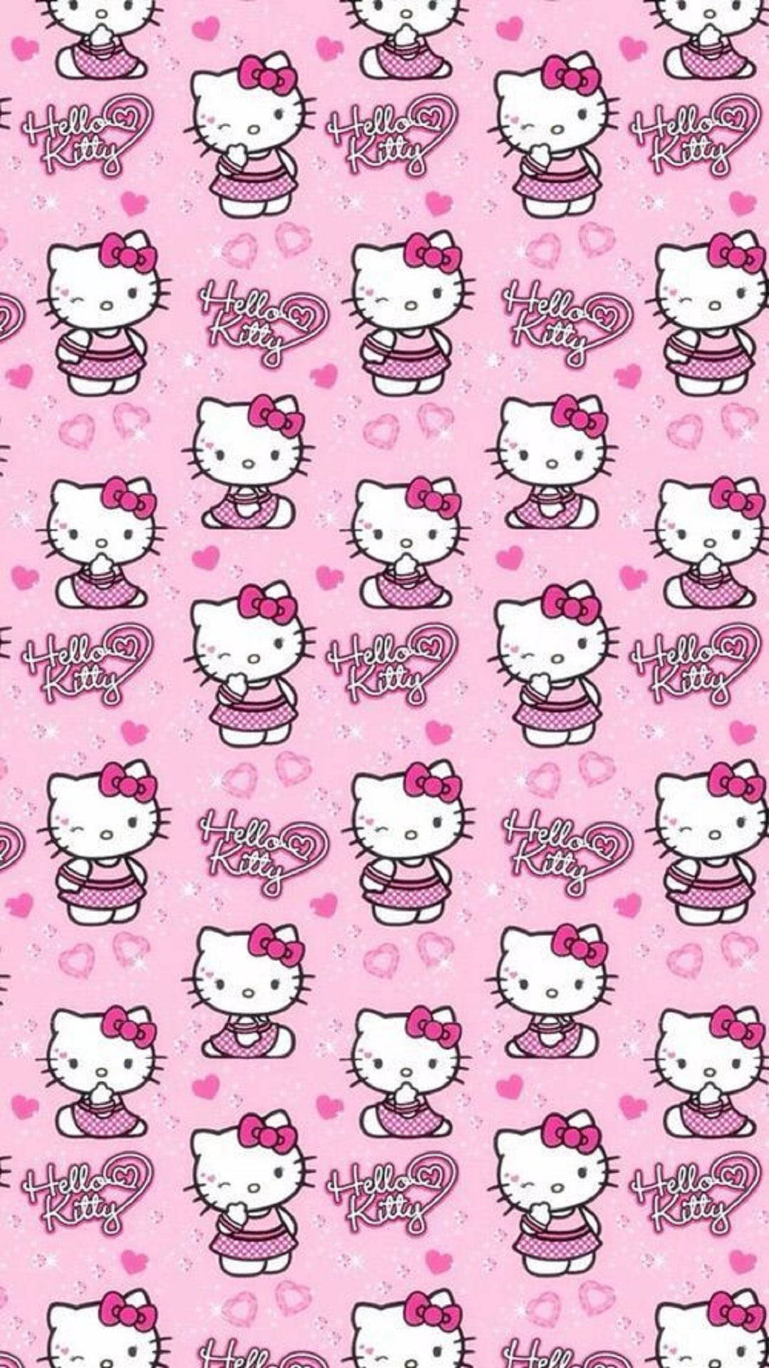 Mchoro Wenye Picha Nyingi za Hello Kitty za Rangi ya Waridi Picha ya Ukuta