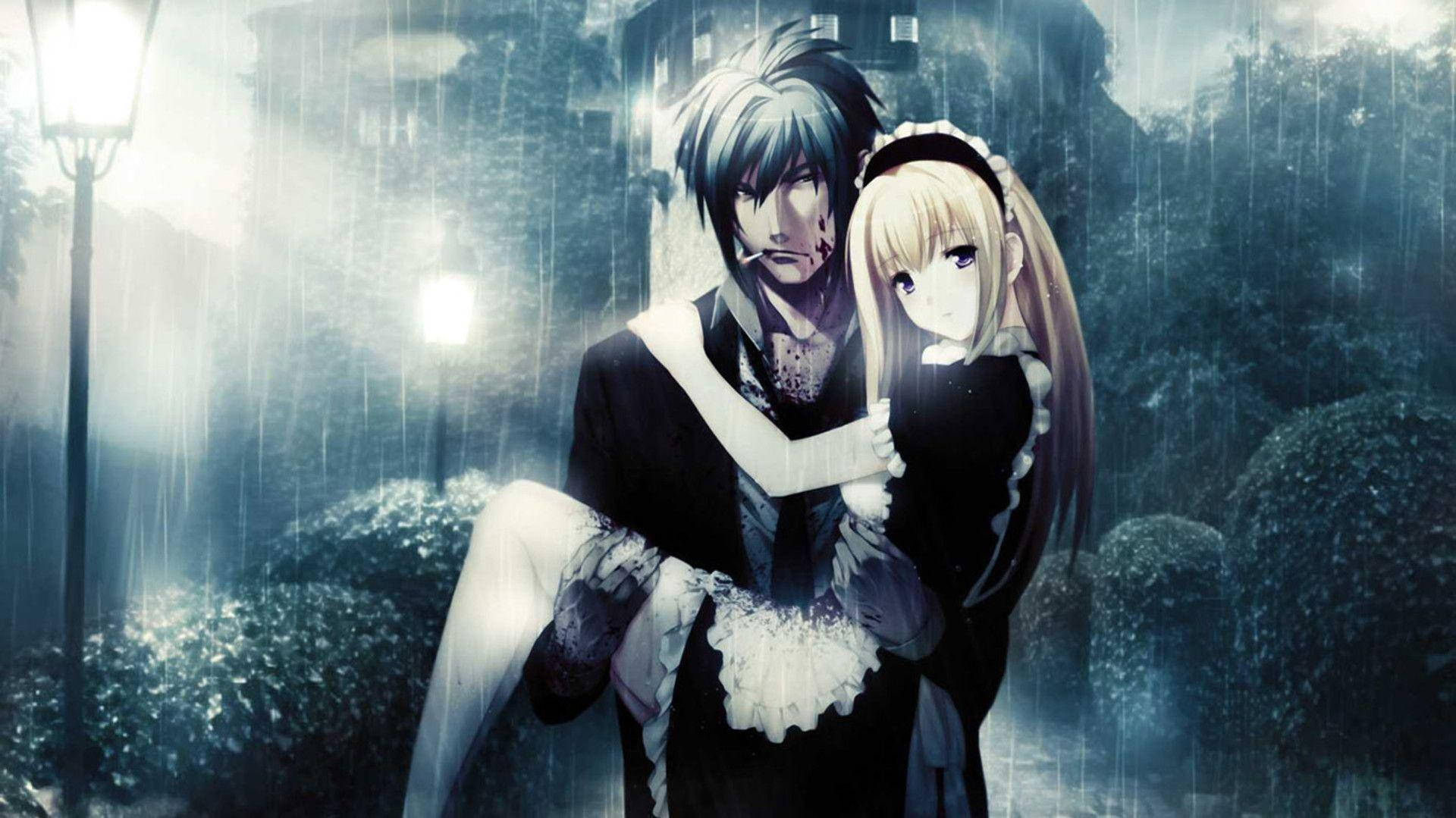 Mchumba wa Anime Katika Siku ya Mvua Picha ya Ukuta