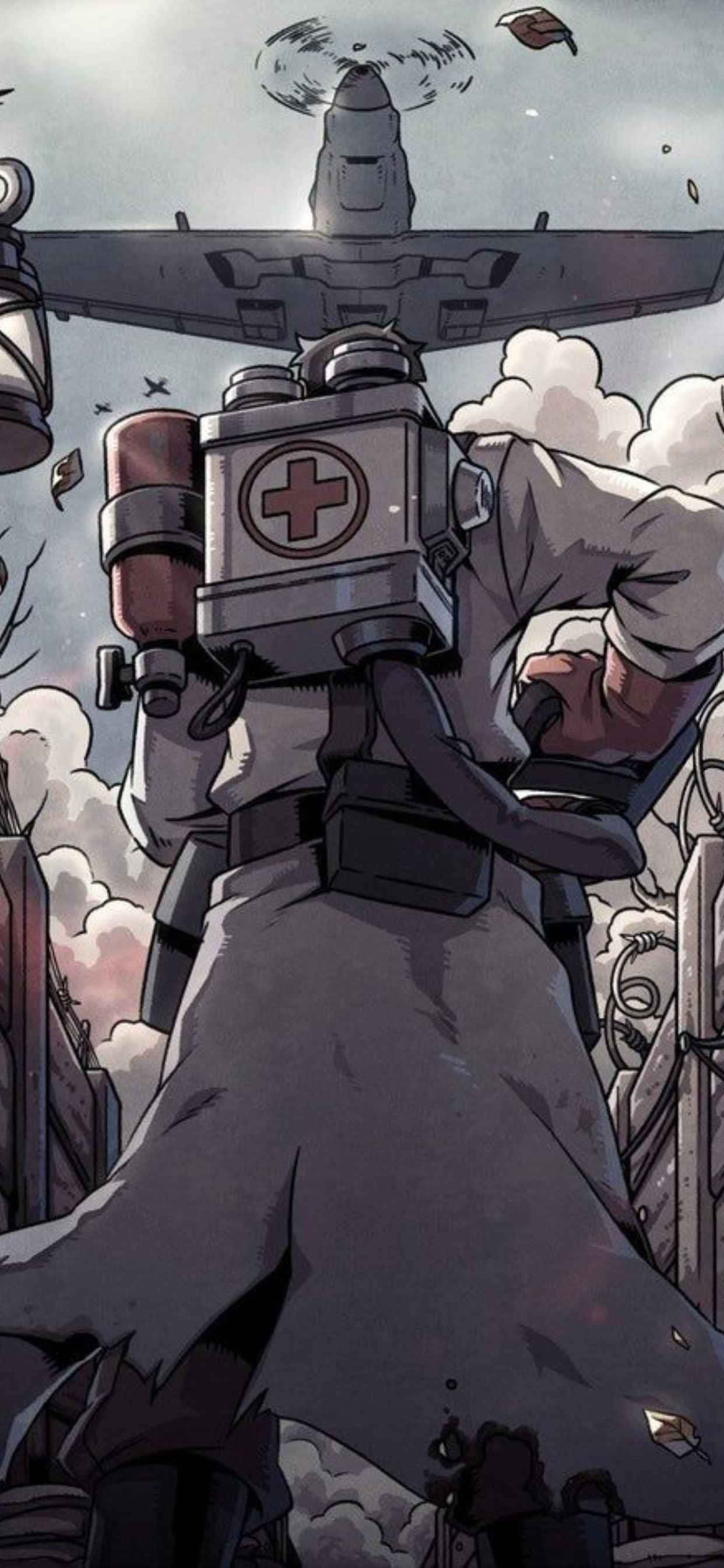 Medic Plane iPhone Xs Max Team Fortress 2 Background Picha ya Ukuta