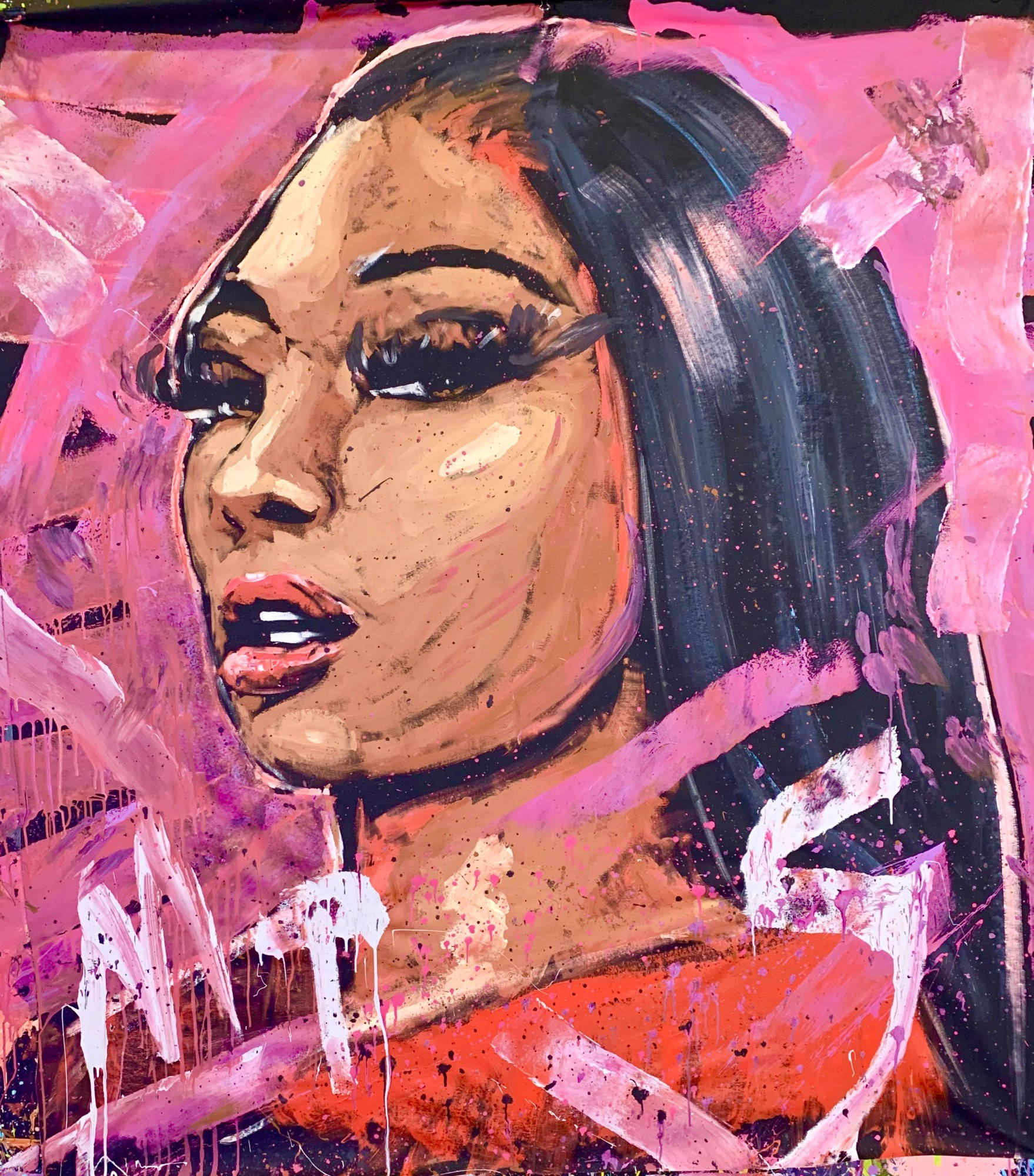 Megan Thee Stallion Painting Picha ya Ukuta