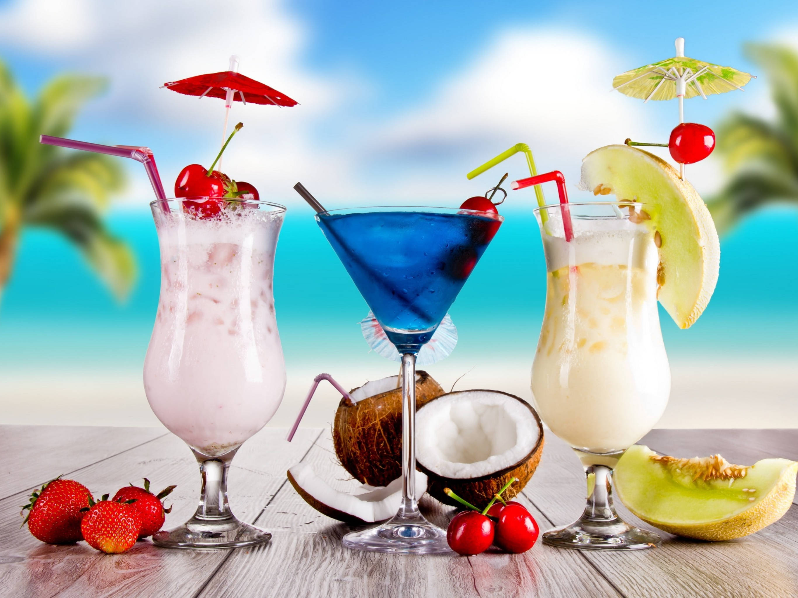 Melon, Berry, Blue Curacao Tropical Drinks Picha ya Ukuta