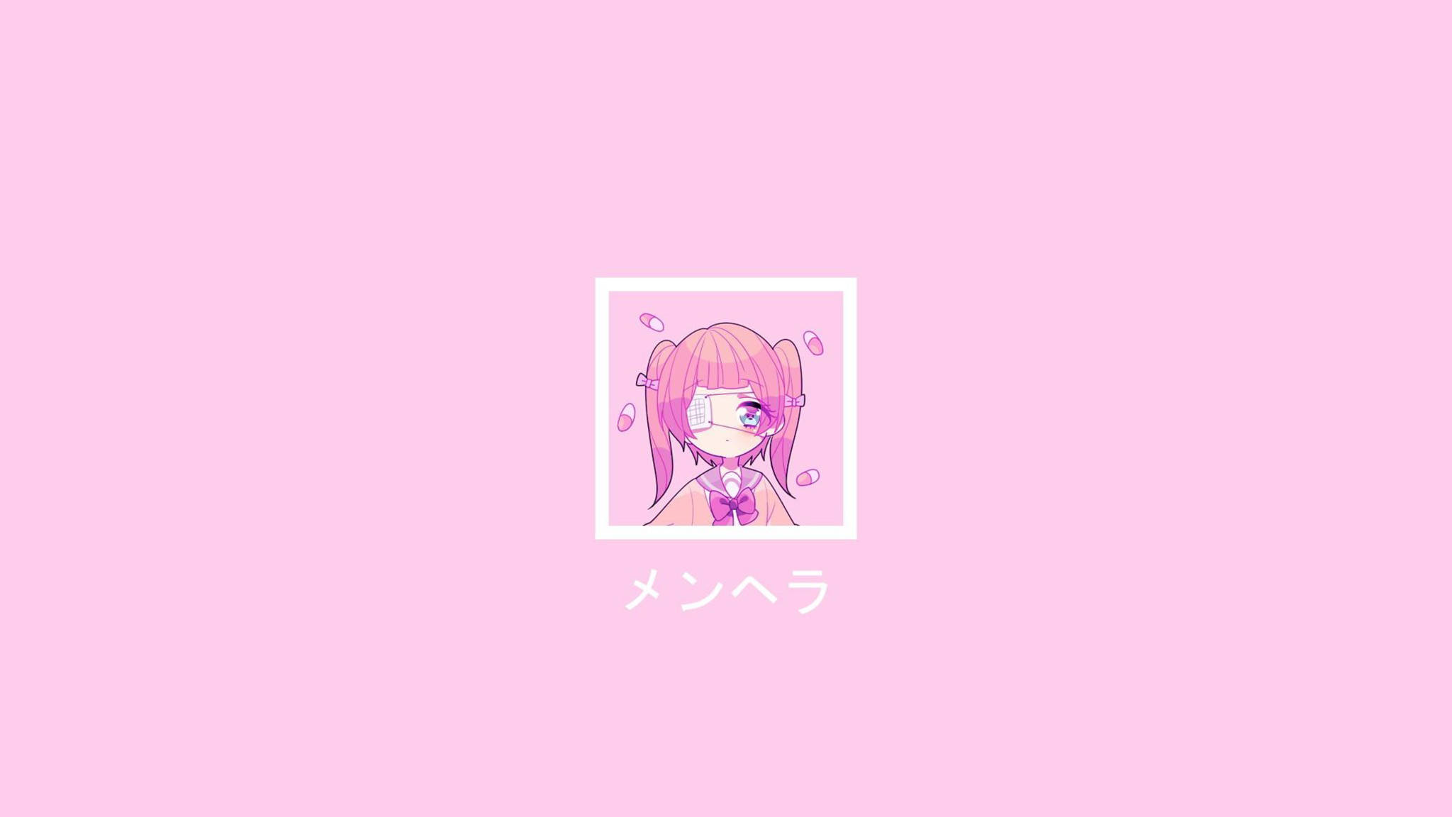 Menhera Mrembo wa Anime Pinki Aesthetic Picha ya Ukuta