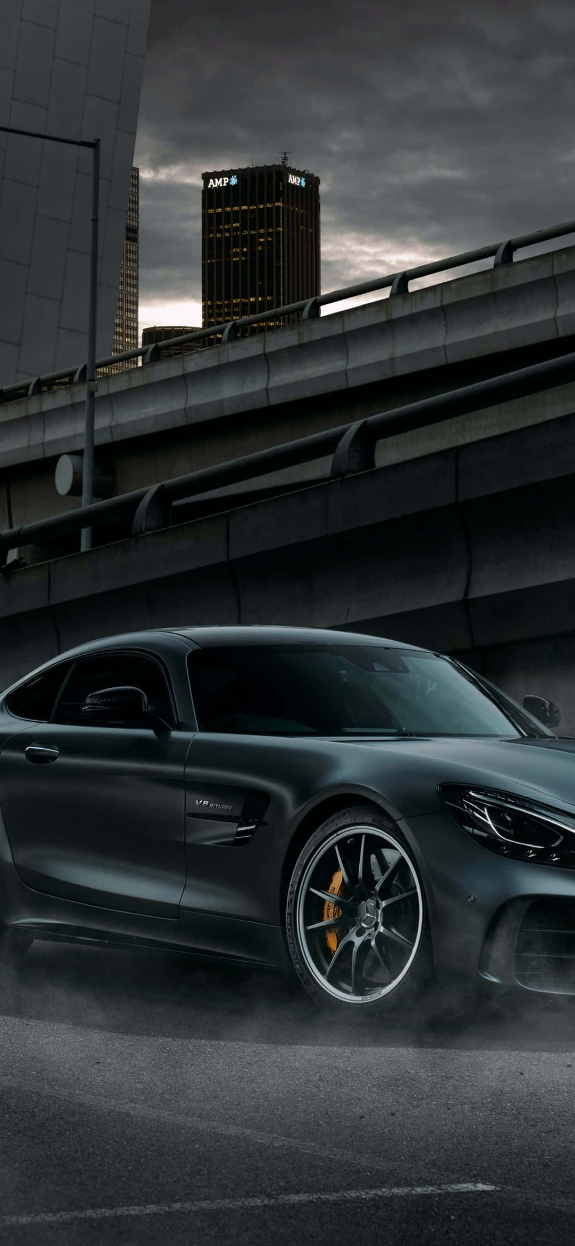 Mercedes Amg Background Bridge Sky Picha ya Ukuta