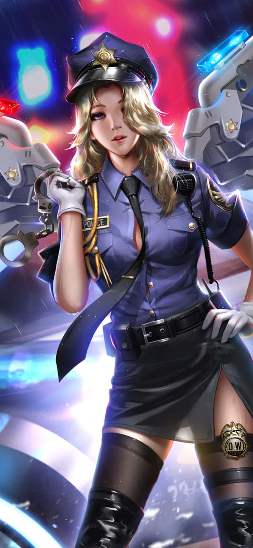 Mandhari ya Overwatch ya iPhone XS ya Vifaa vya Polisi vya Mercy Picha ya Ukuta