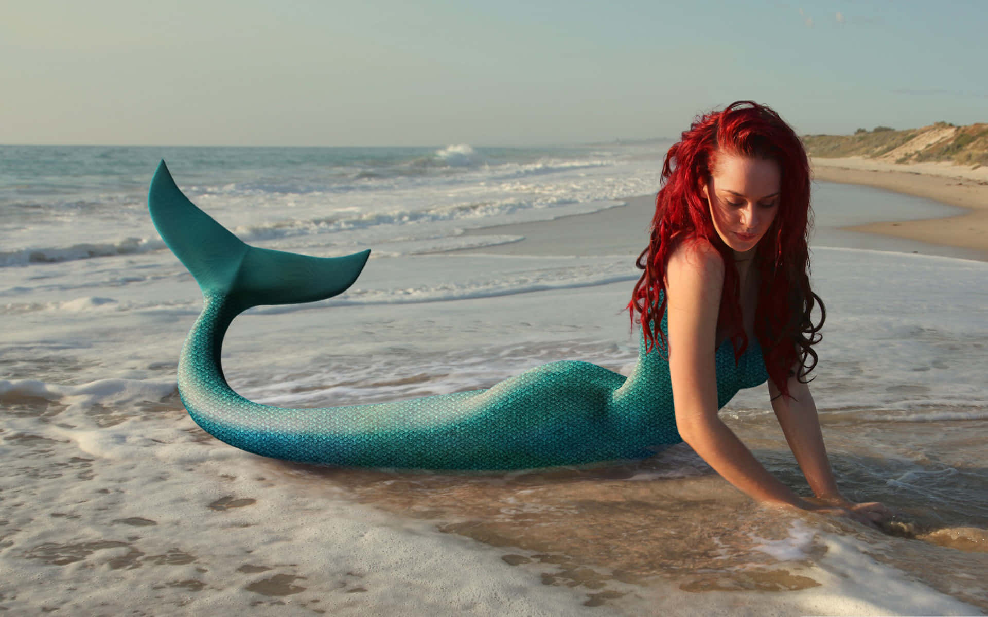 Mermaid Mrembo wa 3D Picha ya Ukuta