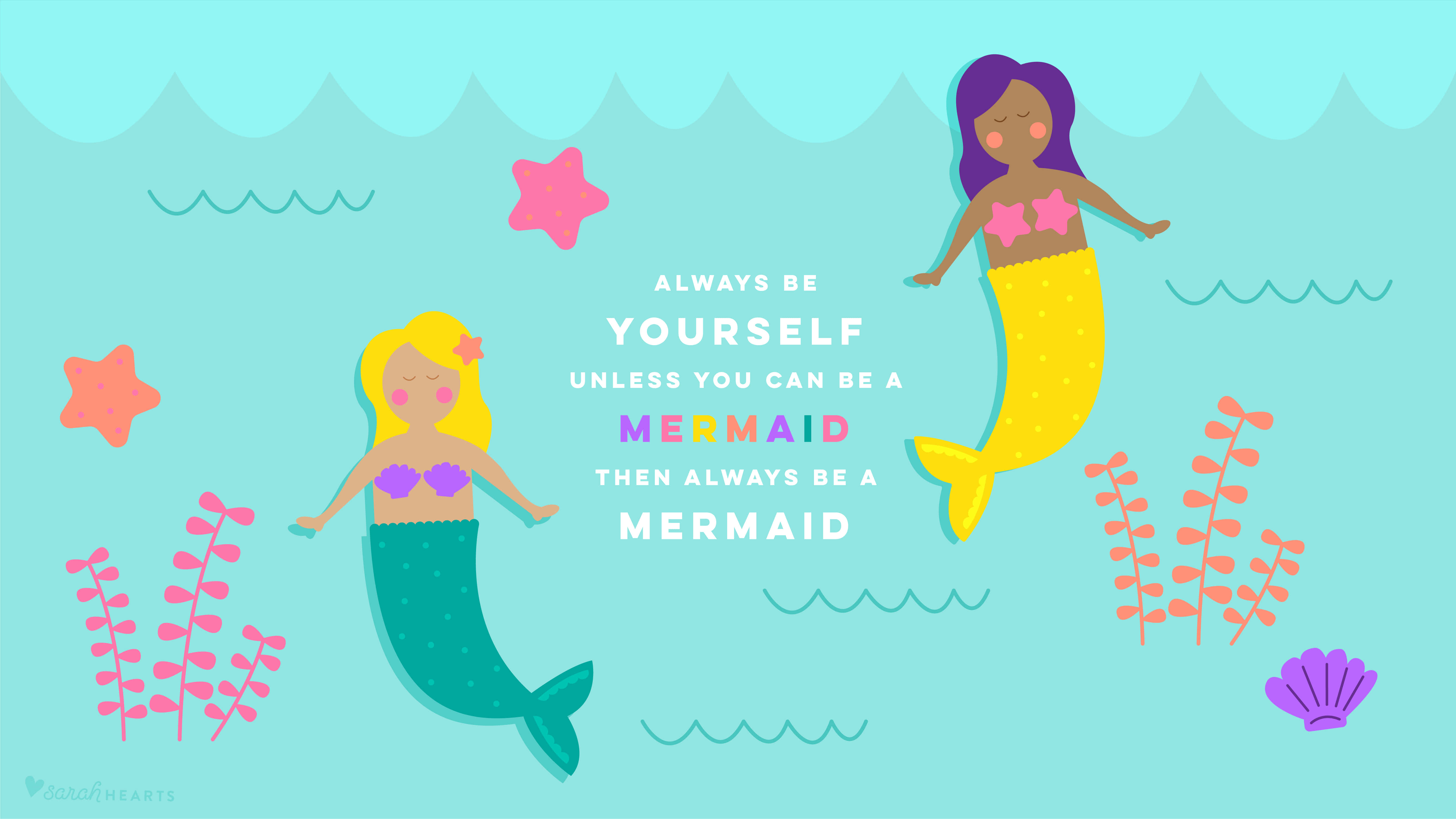 Mermaids Wawili Wenye Neno La Hekima Picha ya Ukuta