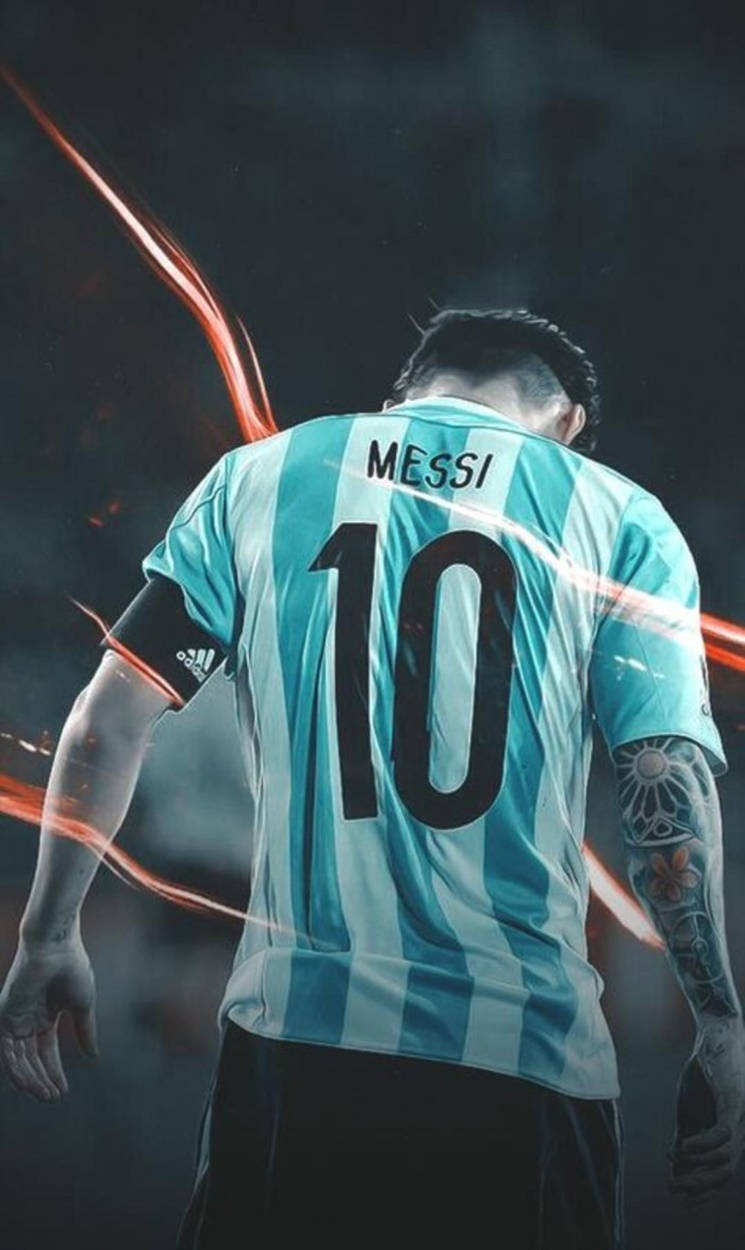 Messi Argentina Mwanga wa Chungwa Picha ya Ukuta