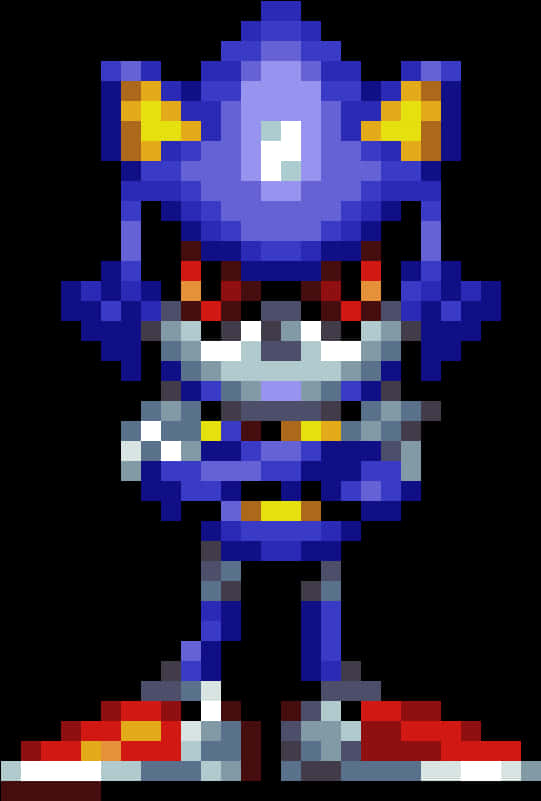 Metal Sonic Simama Kwa Pikseli Picha ya Ukuta
