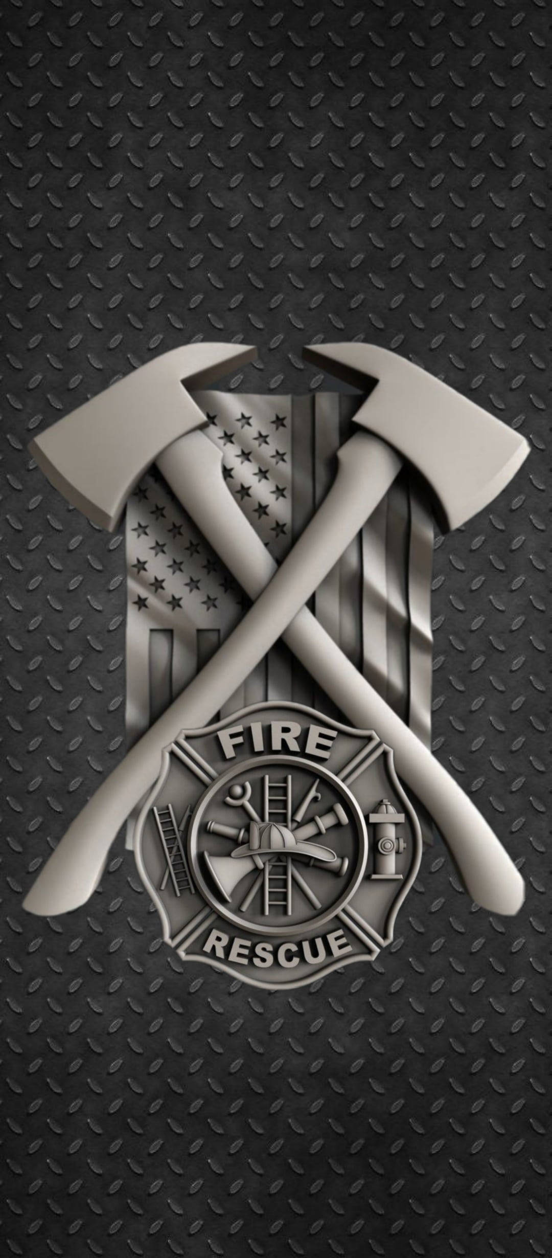 Metallic Gray Firefighters Logo Picha ya Ukuta