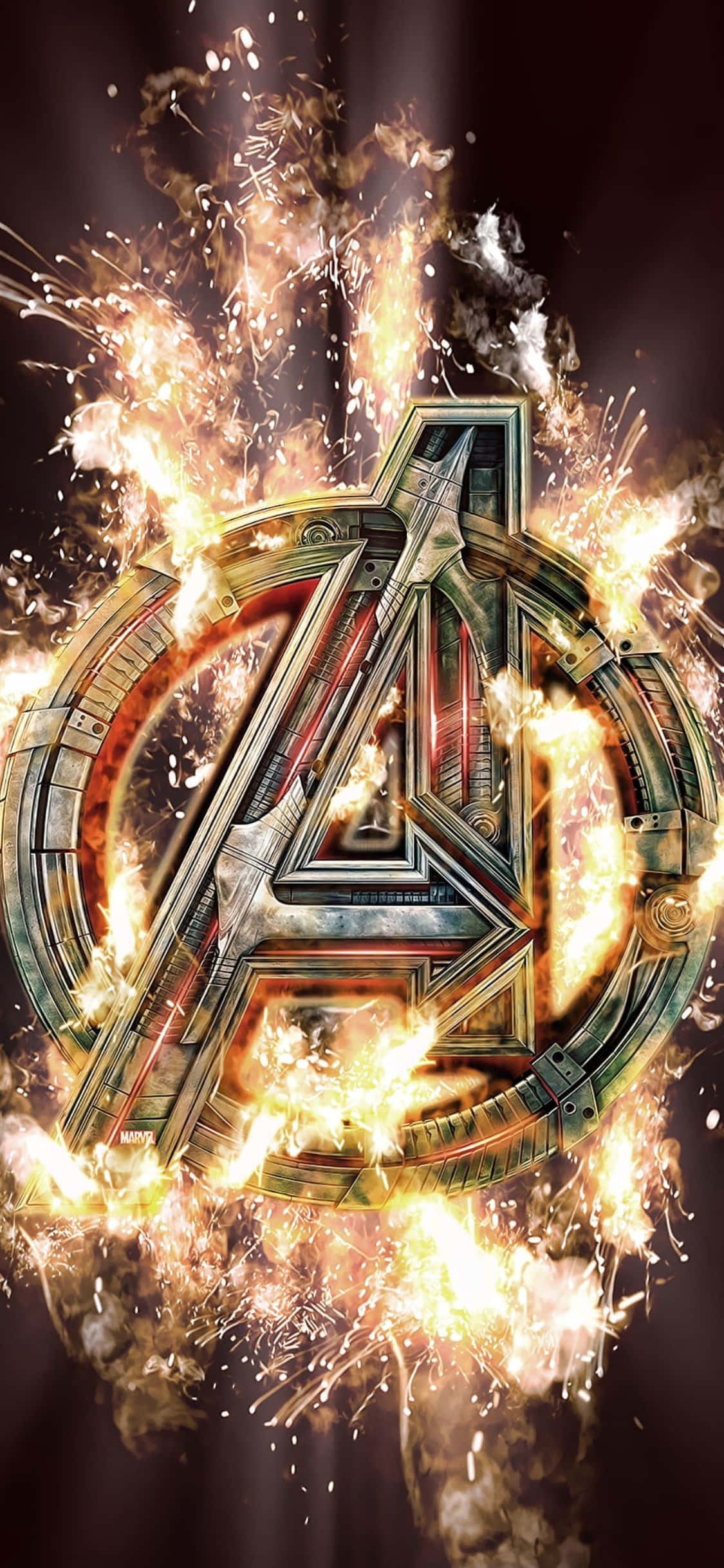 Metallic Logo Design iPhone XS Avengers Background Picha ya Ukuta