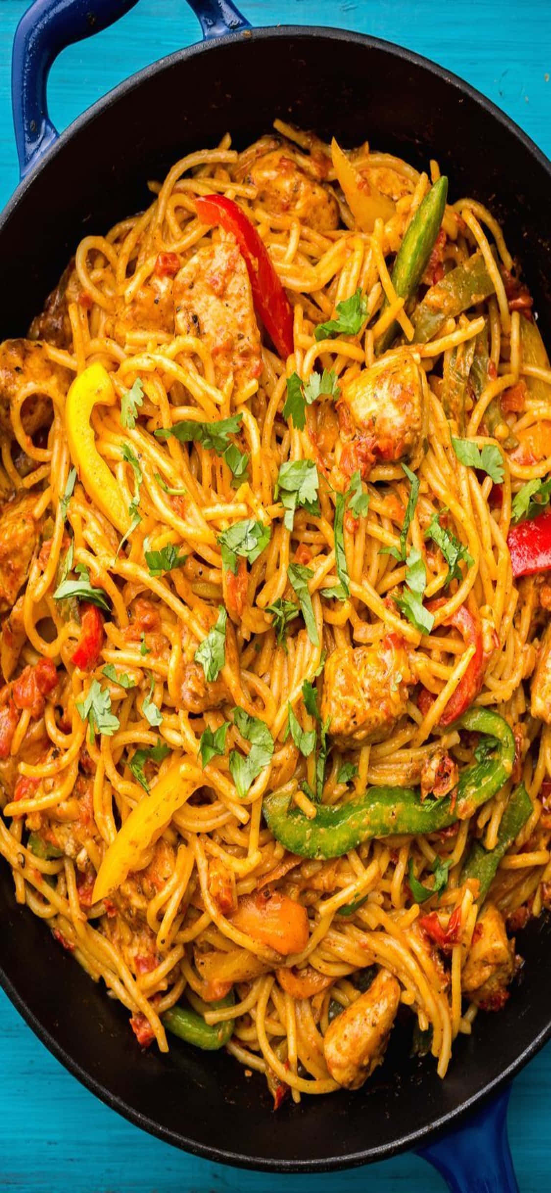 Mexican Chicken Pasta iPhone X Pasta Background Picha ya Ukuta