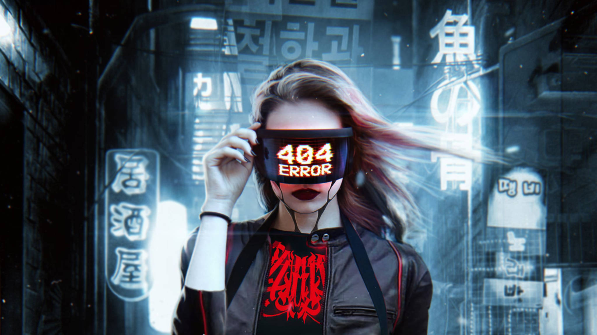 Meza Kazi Aesthetic Baadaye Cyberpunk Picha ya Ukuta