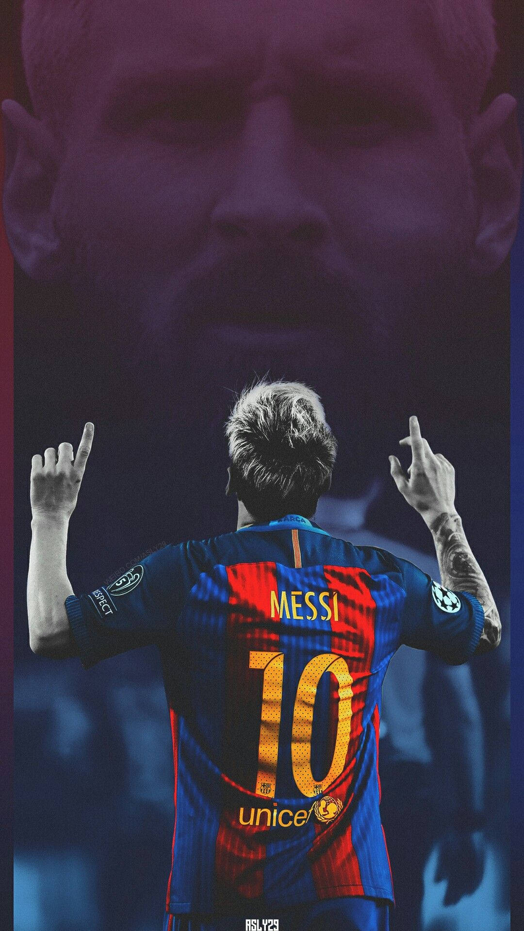 Mfalme Lionel Messi, Mshindi wa Tuzo ya Mpira wa Dhahabu Mara Tatu, Anaelekeza Angani Picha ya Ukuta