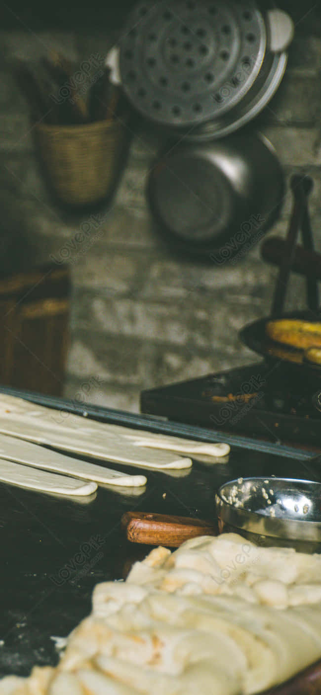 Vintage Effect Android Kitchen Background Picha ya Ukuta