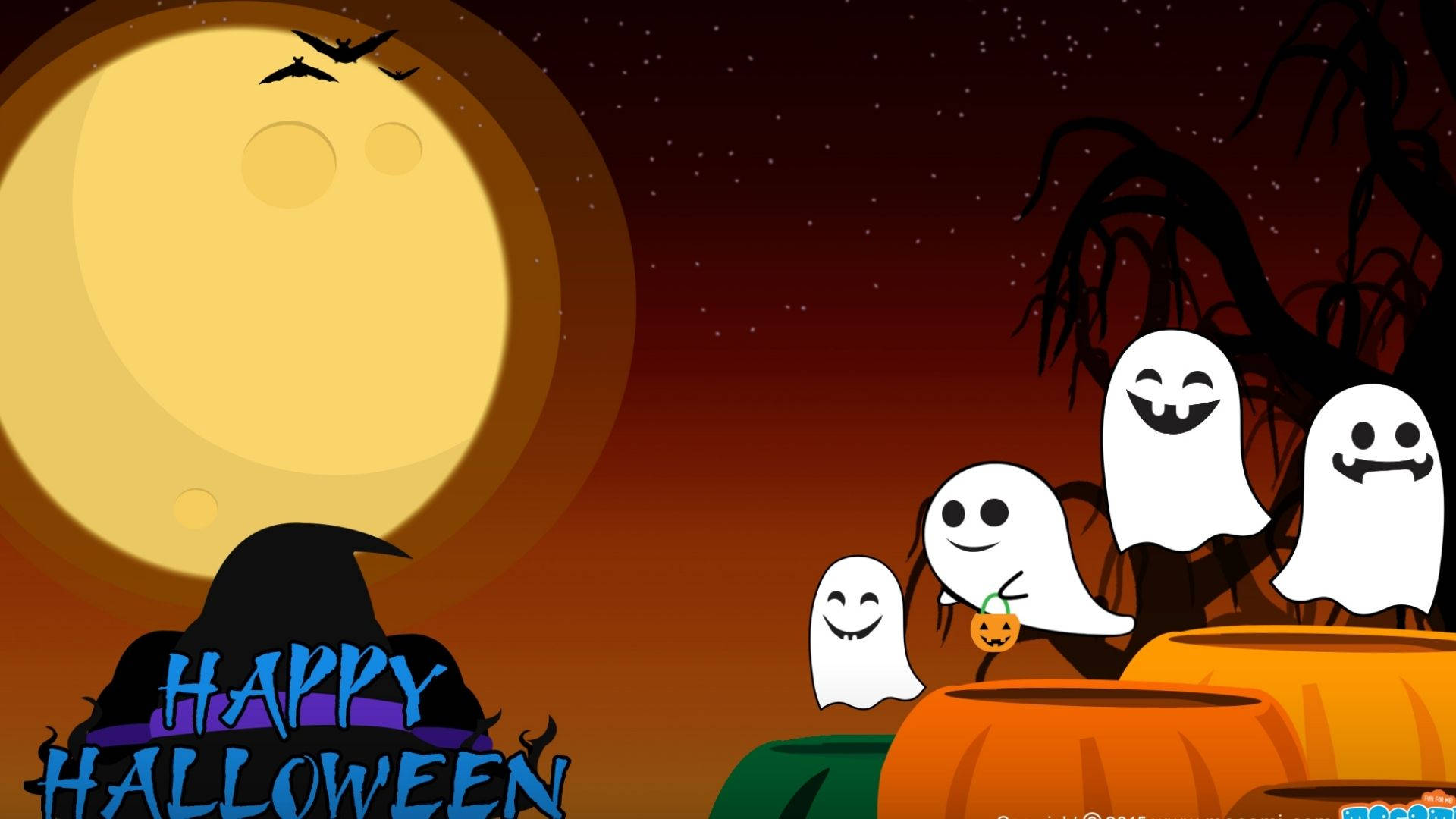 Mfungu wa Halloween wa Katuni wenye Sifa za Kufurahisha Picha ya Ukuta