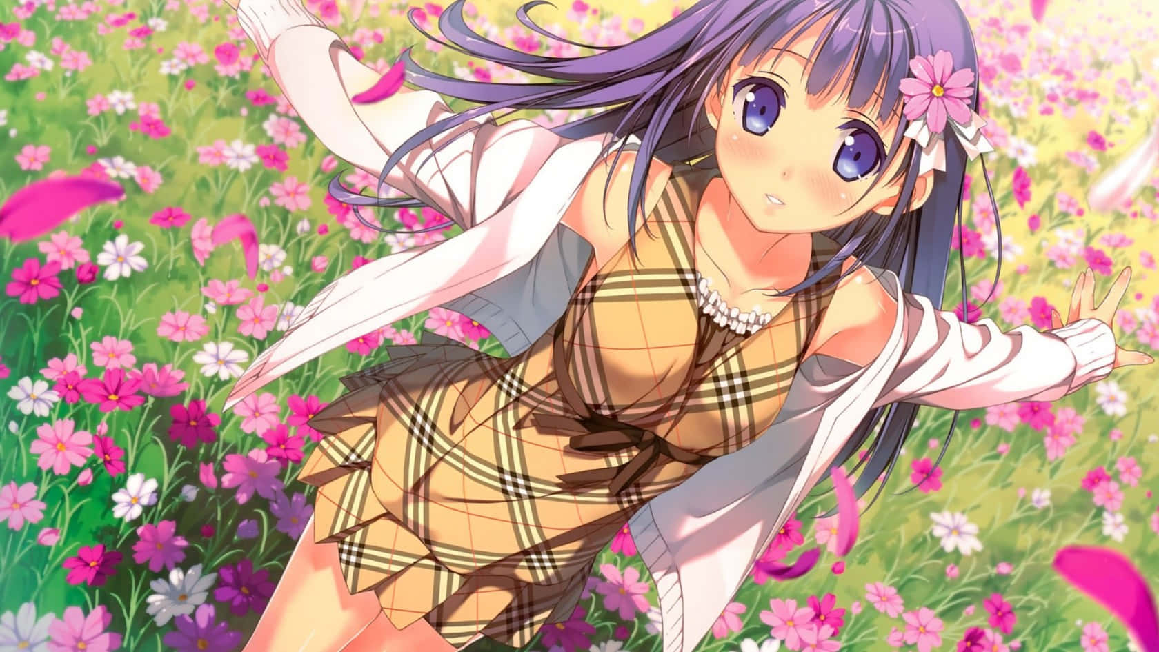 Mhusika Mzuri wa Anime Yuko Tayari Kukufurahisha Siku Yako Picha ya Ukuta