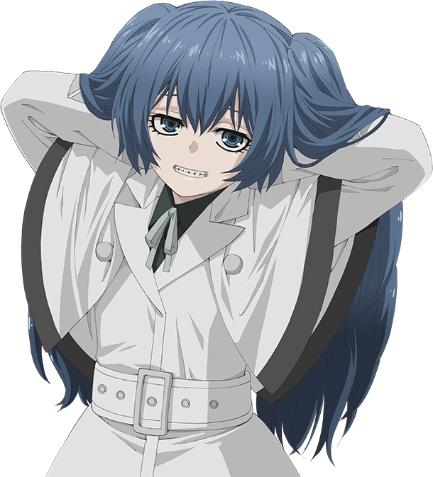 Mhusika wa Anime Mwenye Nywele za Bluu Akitabasamu Picha ya Ukuta