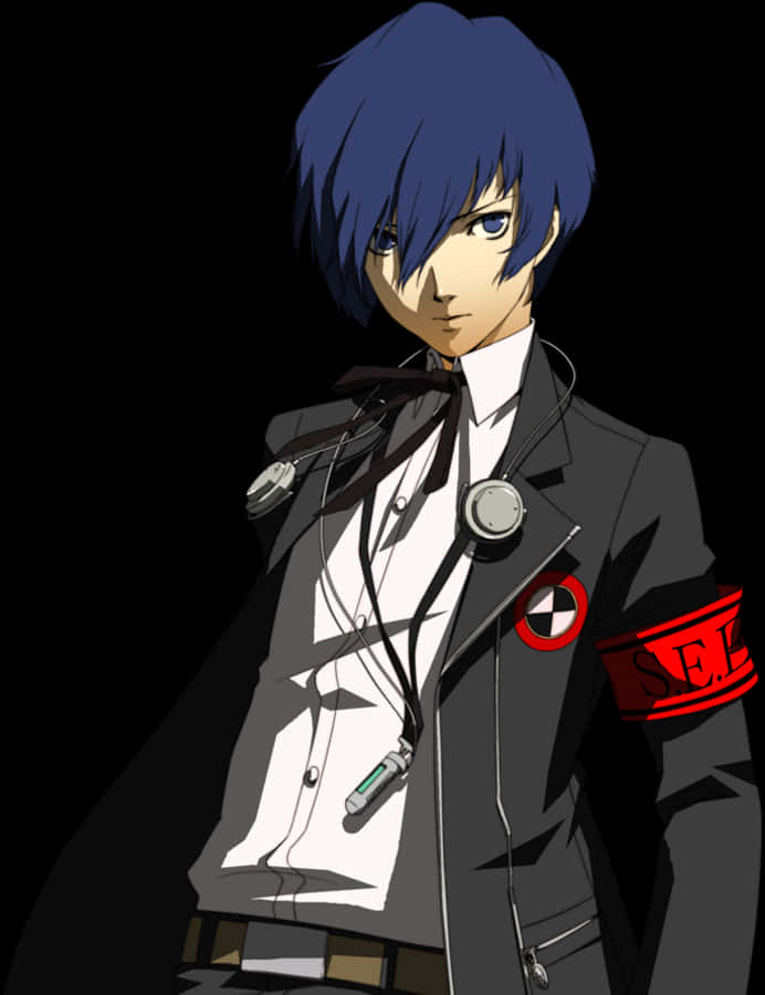 Mhusika wa Anime Mwenye Nywele za Bluu Ameinuka Picha ya Ukuta