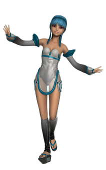 Mhusika wa Anime Mwenye Nywele za Bluu za Kiteknolojia Picha ya Ukuta