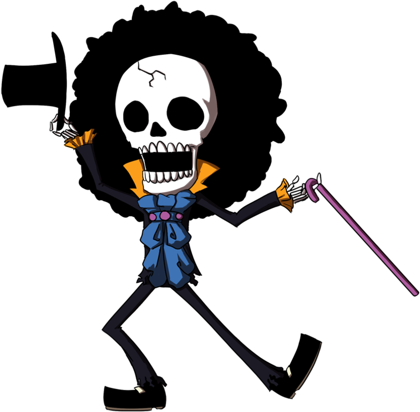 Mhusika wa Chibi Skeleton Akiwa na Shoka na Mkongojo Picha ya Ukuta