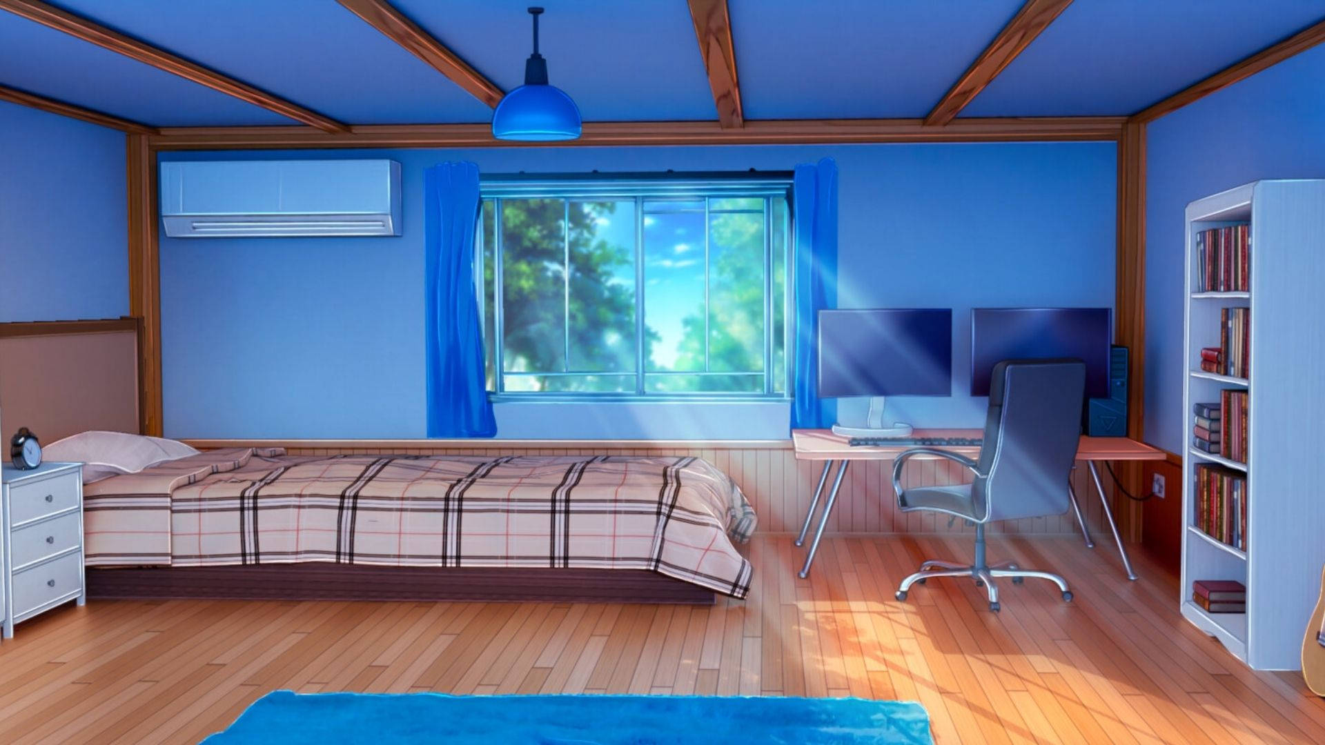 Miale ya Jua katika Chumba cha Anime Picha ya Ukuta