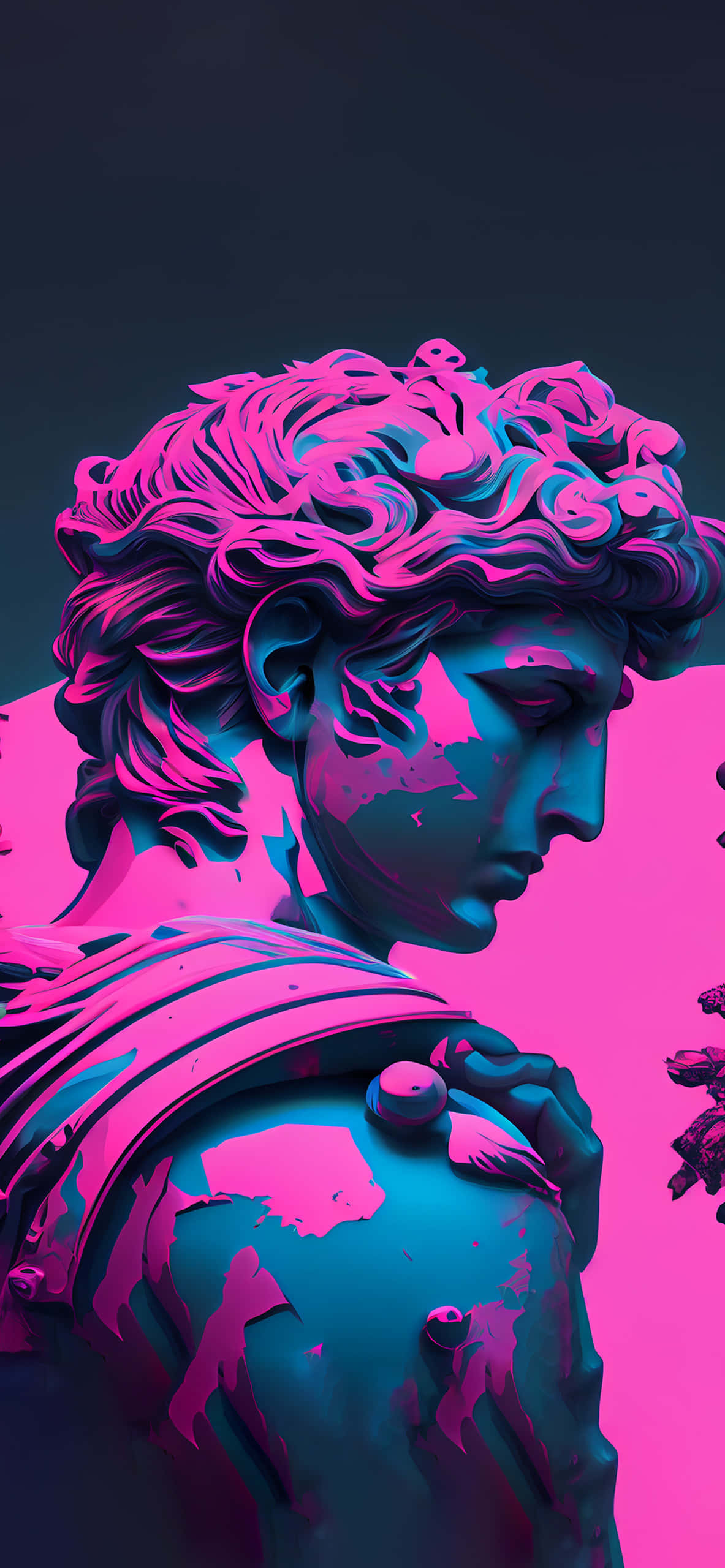 Mchoro wa Michelangelo wa Vaporwave Vector Artwork Background Picha ya Ukuta