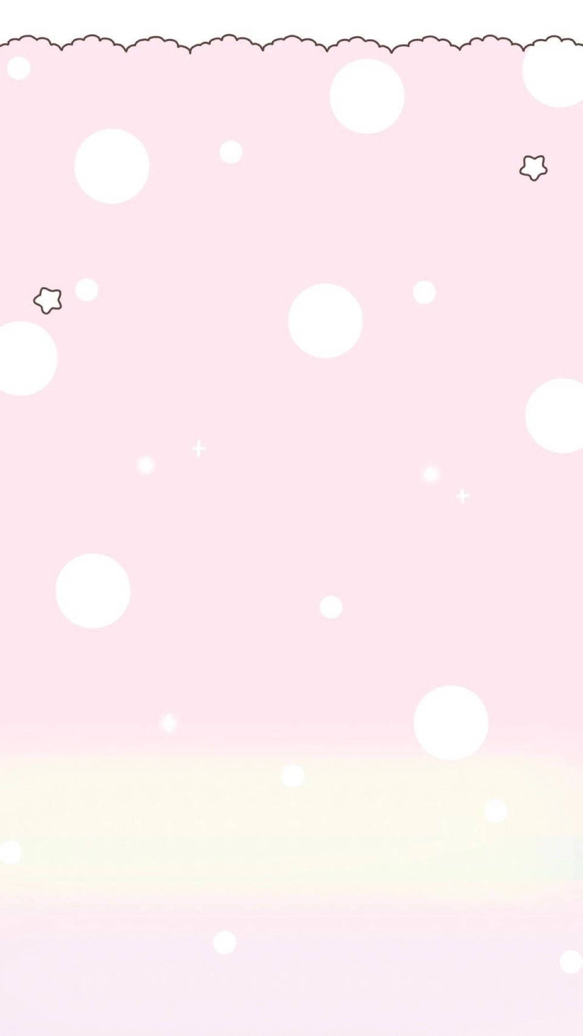 Midua Nyeupe kwenye Mandhari ya Pinki ya Kawaii Picha ya Ukuta