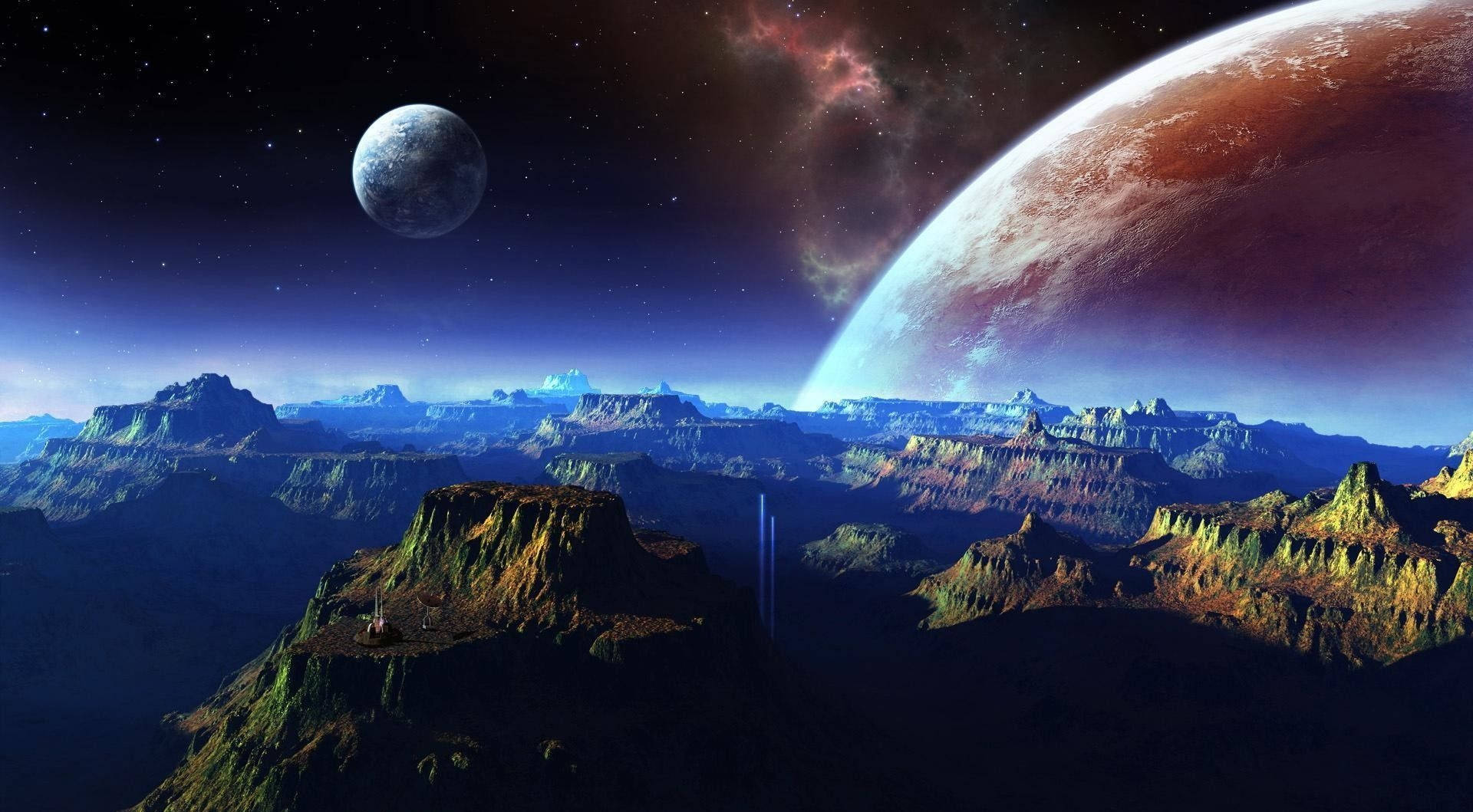 Miezi Miwili 1920x1080 HD Anga Picha ya Ukuta