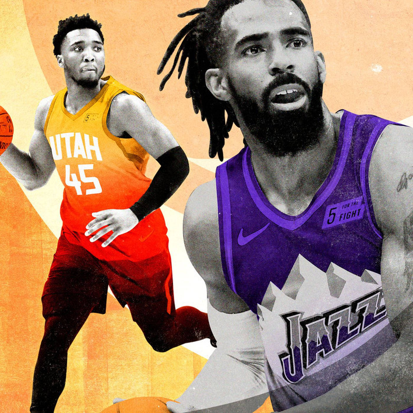 Mike Conley na Donovan Mitchell Ushirikiano wa Uwanja Picha ya Ukuta