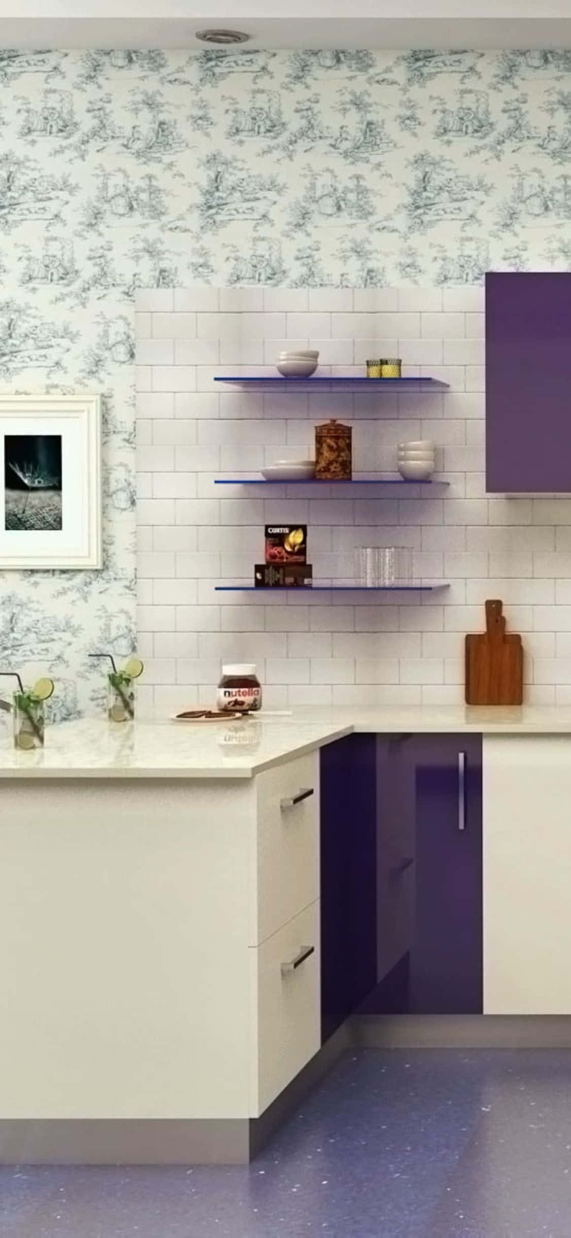 Mikondo ya Kisasa ya Jikoni iPhone Xs Jikoni Background Picha ya Ukuta