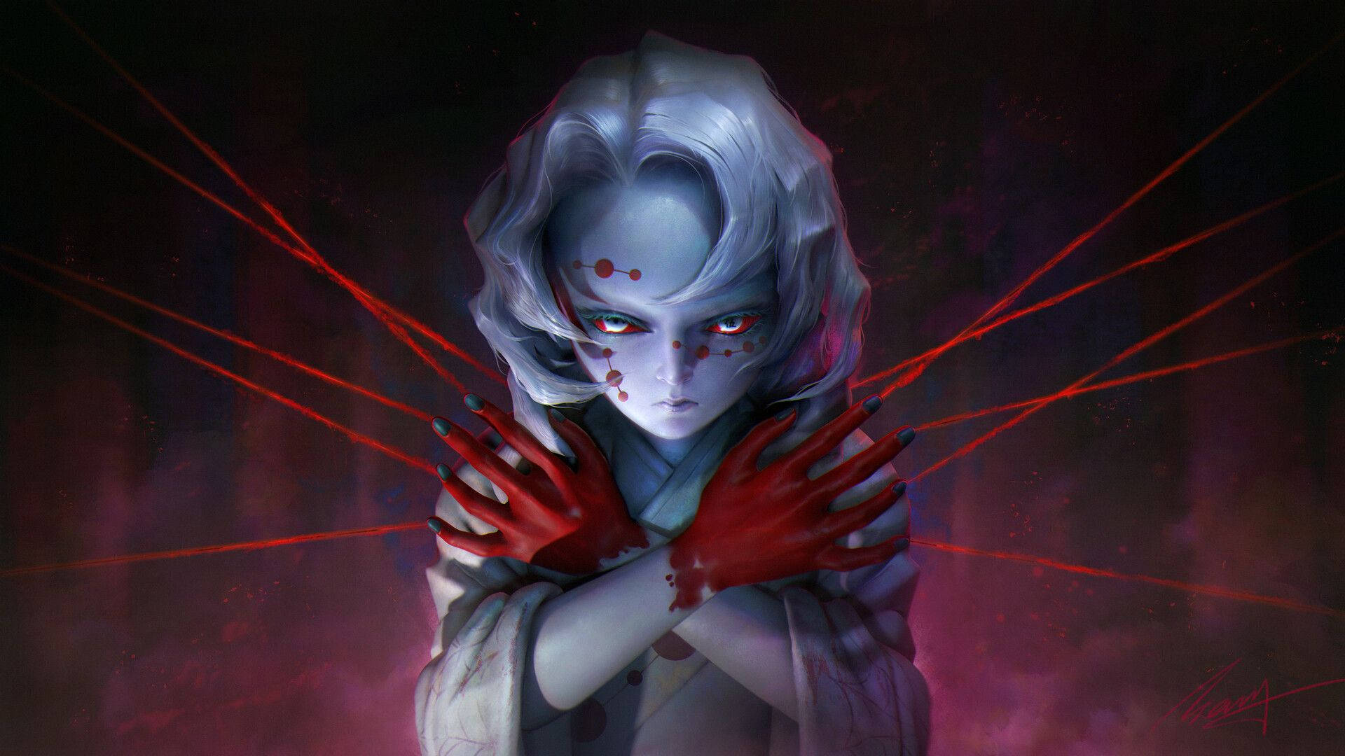 Mikono ya Damu Rui Demon Slayer Picha ya Ukuta