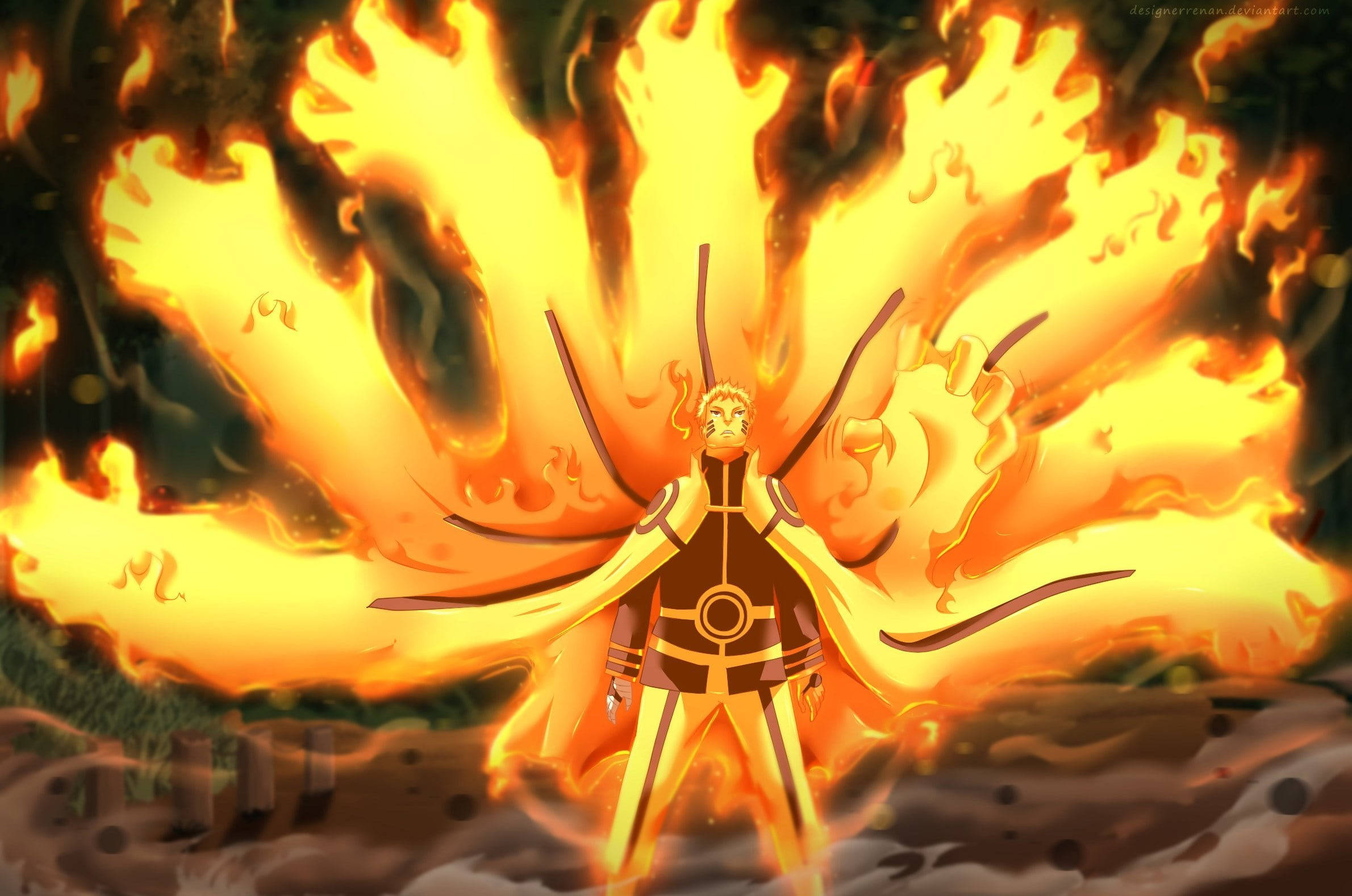 Mikono ya Moto ya Naruto Picha ya Ukuta
