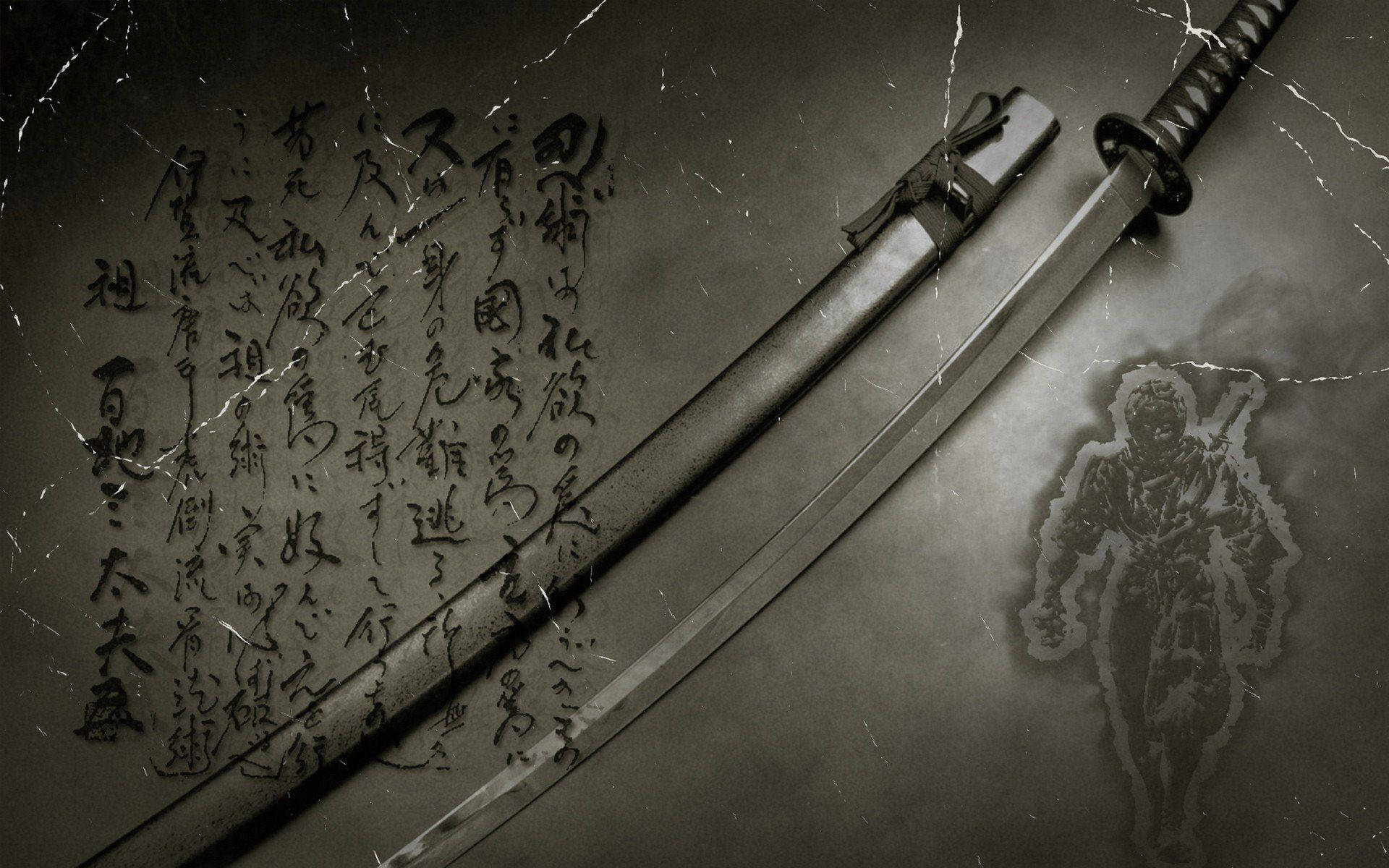 Mikuki ya Samurai wa Kijapani Picha ya Ukuta