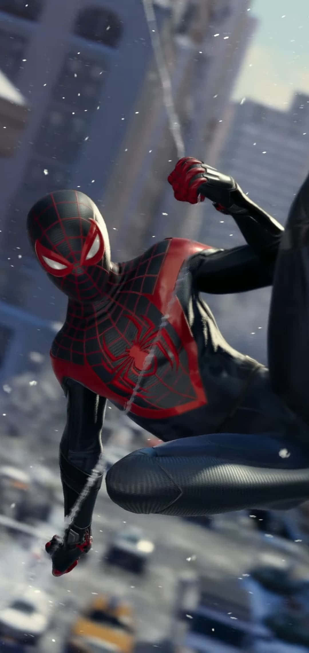 Miles Morales akitumia iPhone mpya. Picha ya Ukuta