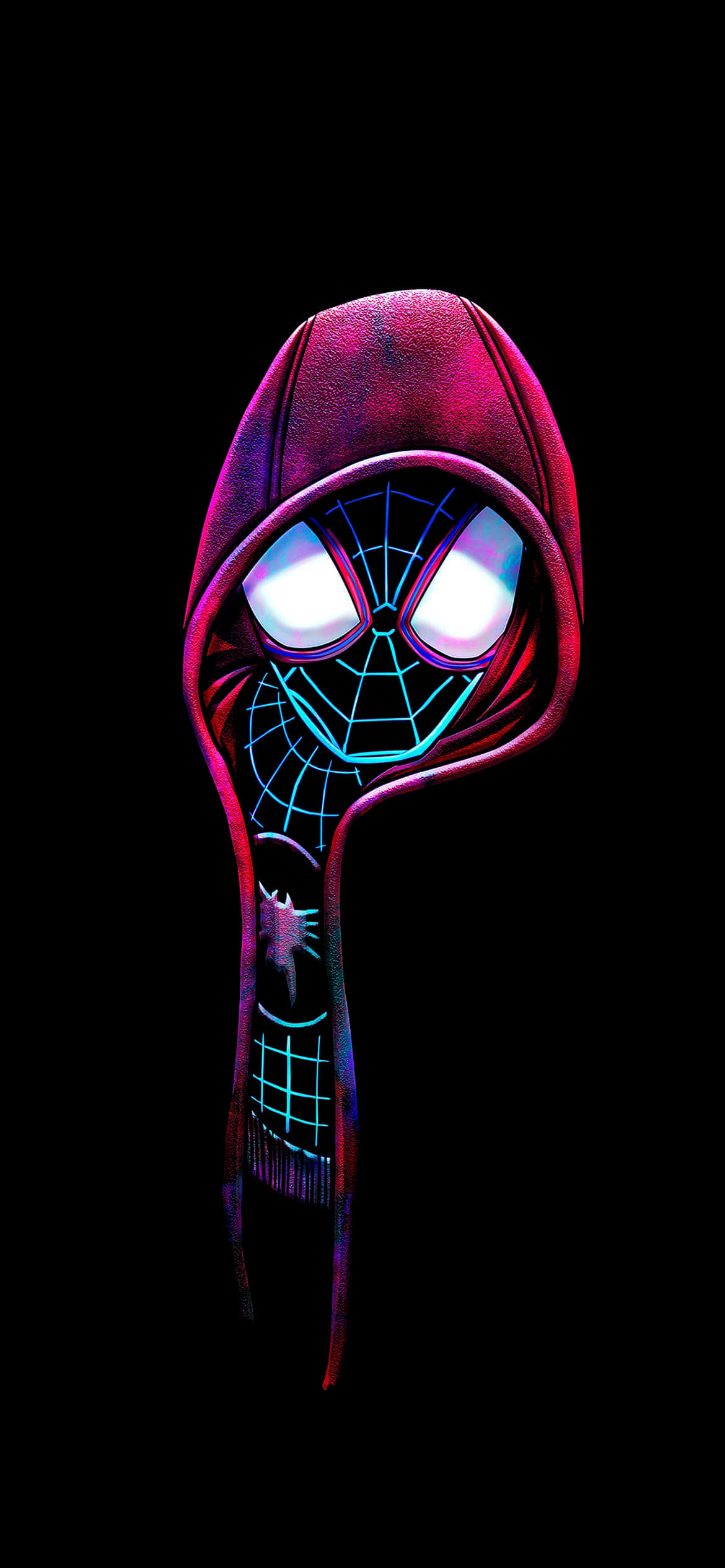 Miles Morales Kama Spiderman Inayoweka Nuru ya Neon Picha ya Ukuta
