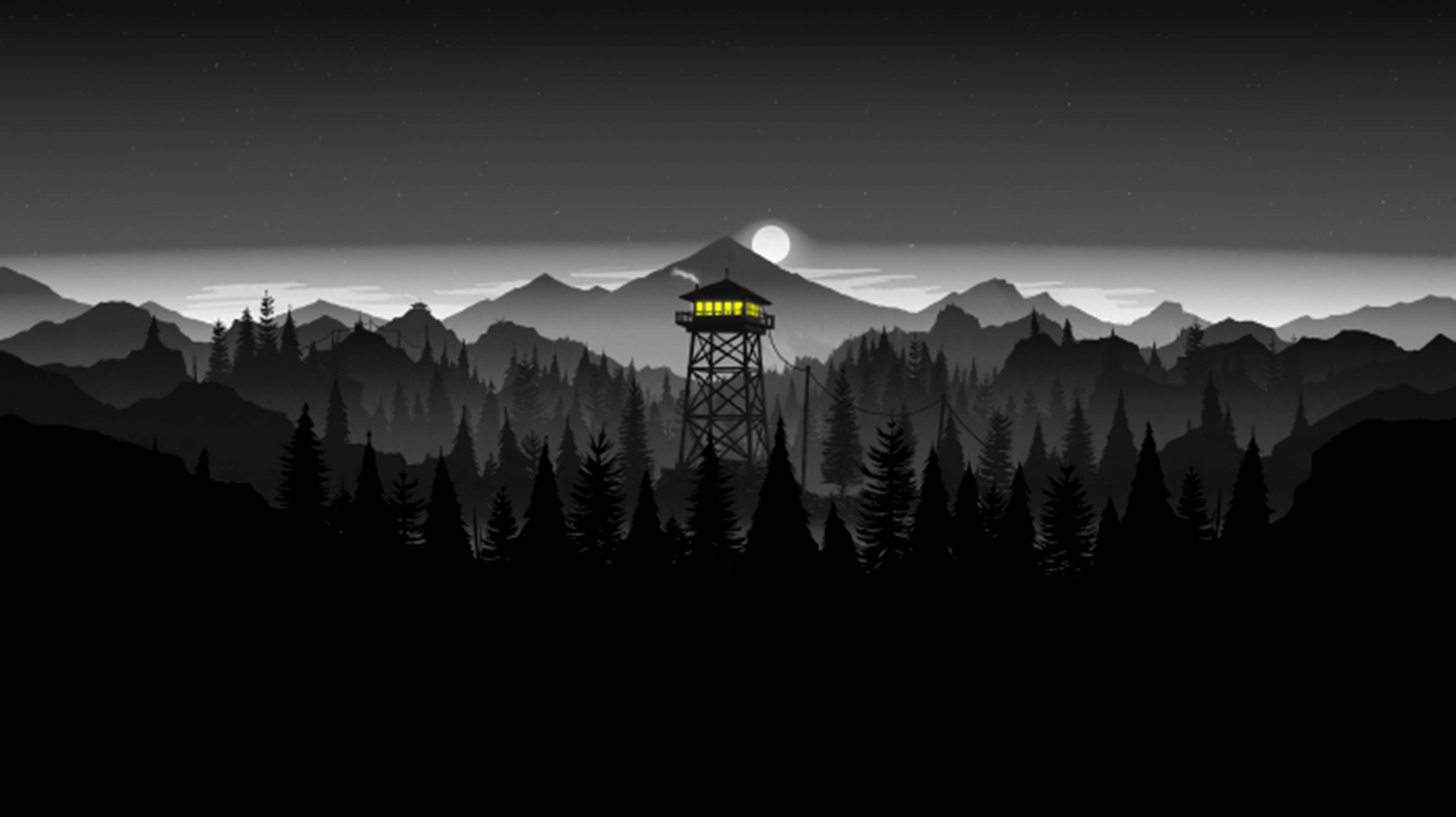 Milima Mweusi na Misitu ya Firewatch 4K Picha ya Ukuta