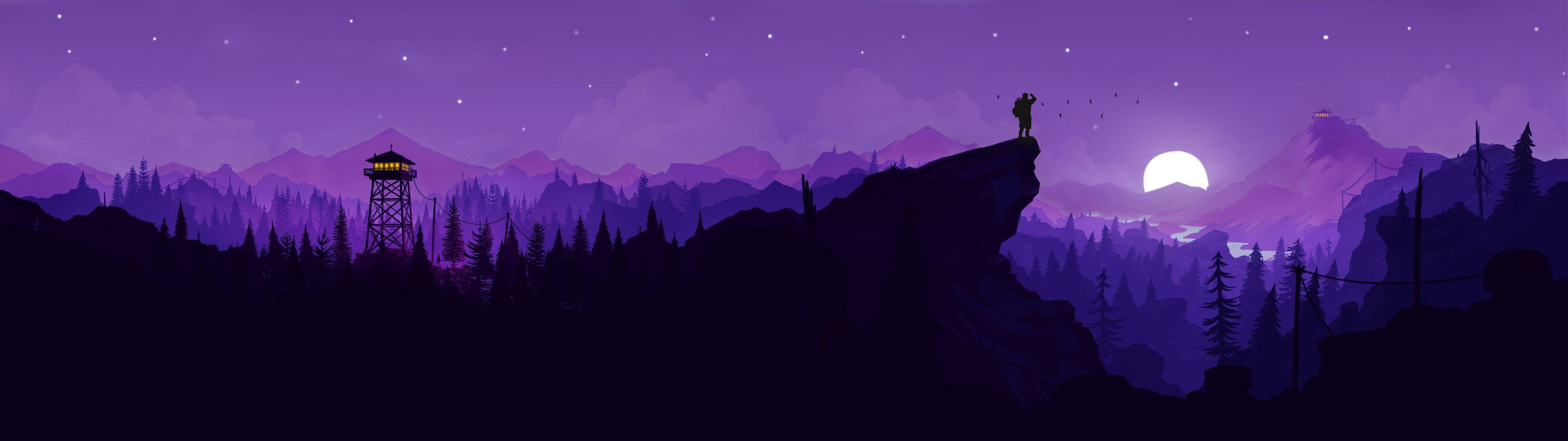 Milima ya Zambarau 3840x1080 4K Picha ya Ukuta