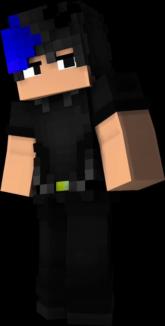Minecraft_ Mhusika_ Mwenye_ Nywele_ za_ Bluu Picha ya Ukuta